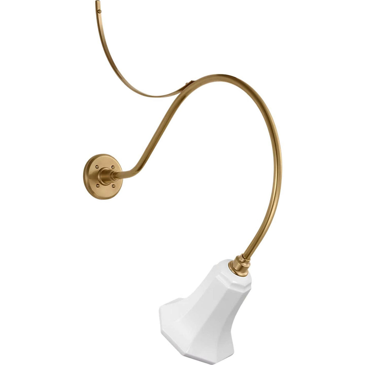 Thomas O'Brien Academy 26.5" Anchored Larrabee Barn Light in Hand-Rubbed Antique Brass with 7.5" White Savannah Shade W7.5" x H35.75" x E26.5"