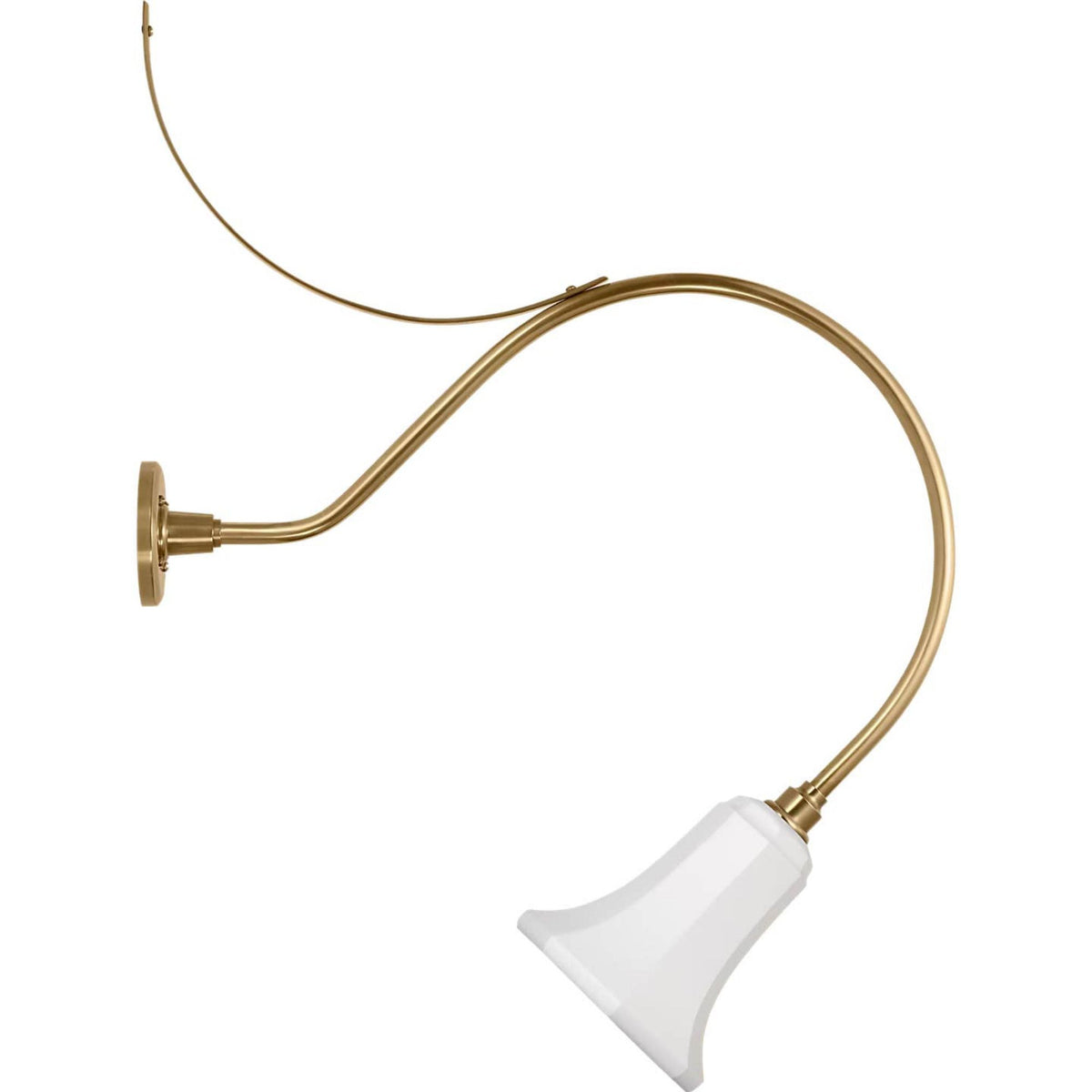 Thomas O'Brien Academy 26.5" Anchored Larrabee Barn Light in Hand-Rubbed Antique Brass with 7.5" White Savannah Shade W7.5" x H35.75" x E26.5"