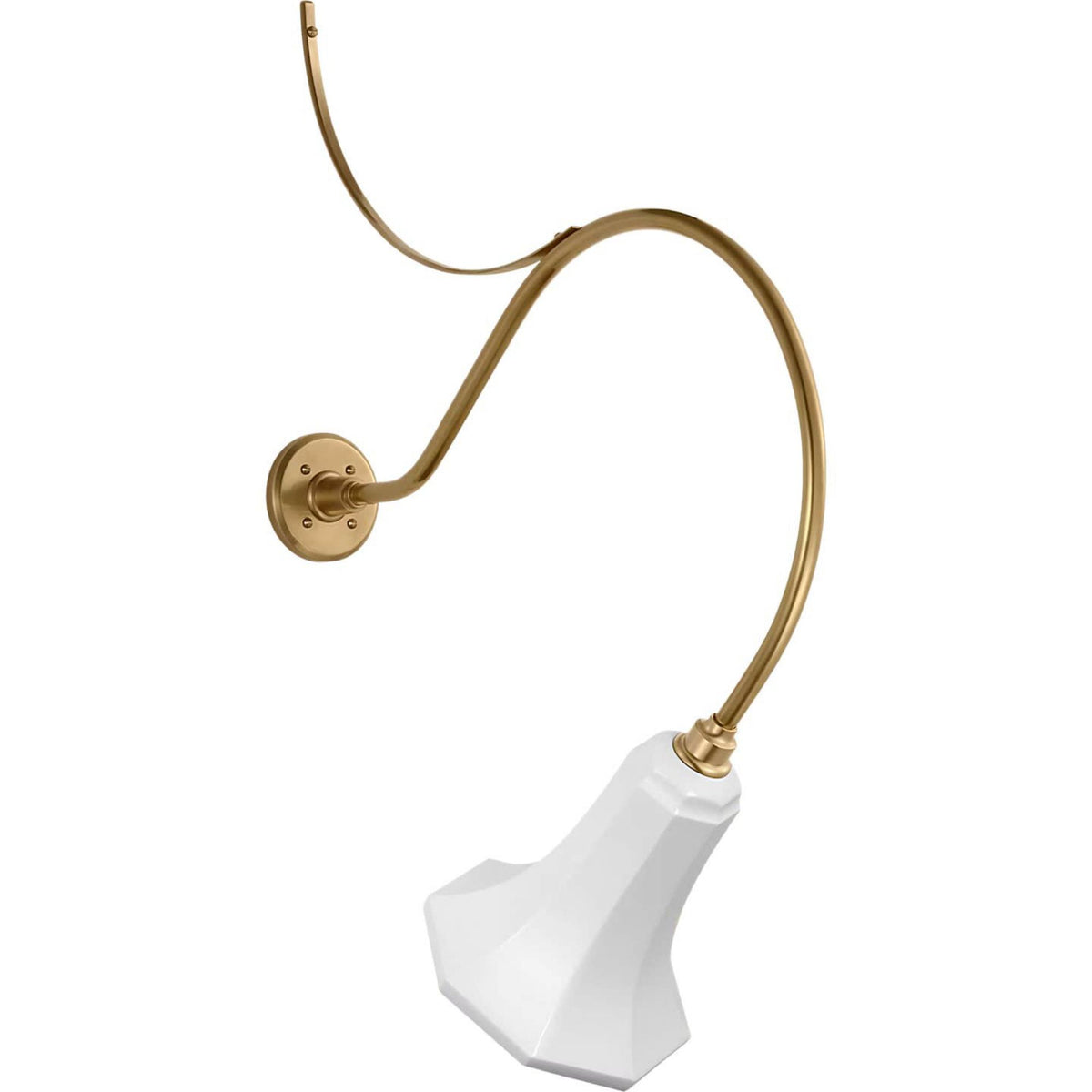 Thomas O'Brien Academy 26.5" Anchored Larrabee Barn Light in Hand-Rubbed Antique Brass with 9.25" White Savannah Shade W9.25" x H37.75" x E26.5"