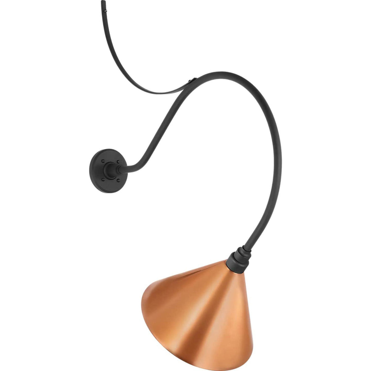 Thomas O'Brien Academy 26.5" Anchored Larrabee Barn Light in Matte Black with 12.5" Soft Copper Conical Savannah Shade W12.5" x H38.25" x E26.5"