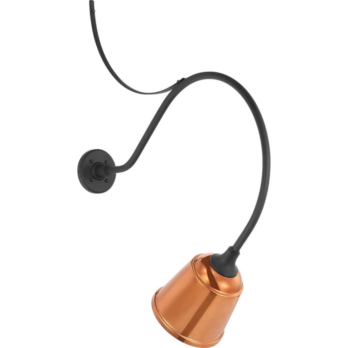 Thomas O'Brien Academy 26.5" Anchored Larrabee Barn Light in Matte Black with 8" Soft Copper Rockhouse Shade W8" x H35.75" x E26.5"