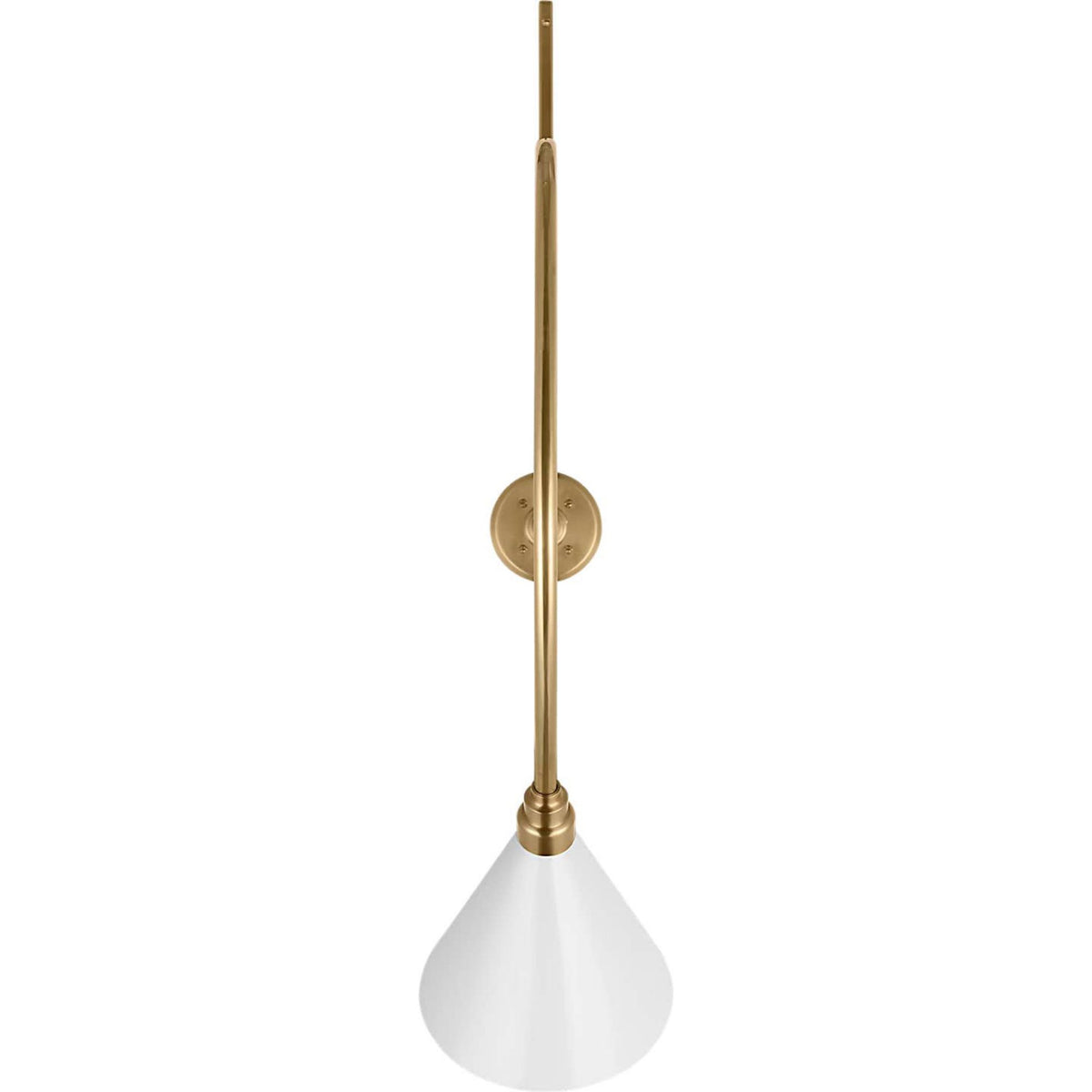 Thomas O'Brien Academy 36" Anchored Larrabee Barn Light in Hand-Rubbed Antique Brass with 9" White Conical Savannah Shade W9" x H43.5" x E36"