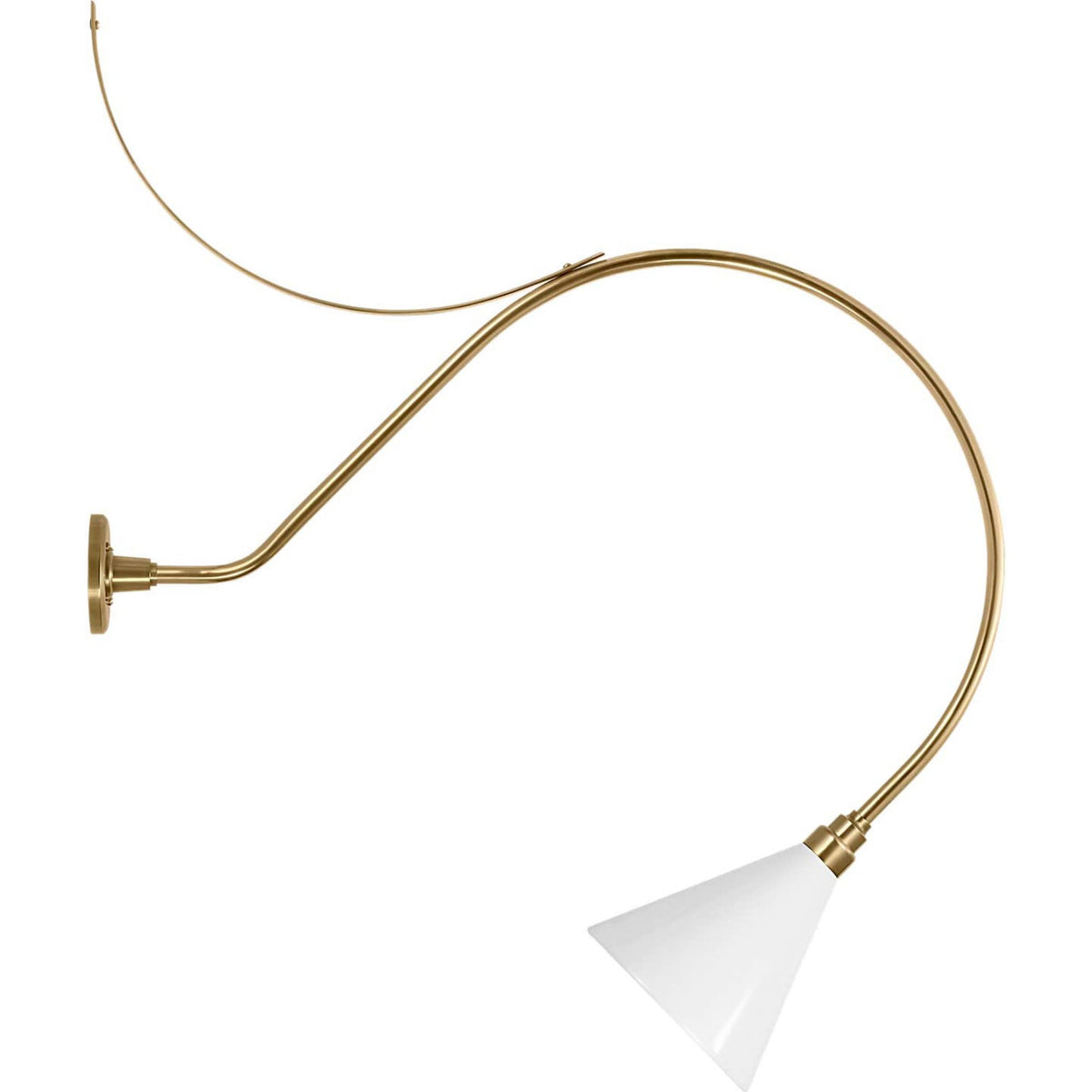 Thomas O'Brien Academy 36" Anchored Larrabee Barn Light in Hand-Rubbed Antique Brass with 9" White Conical Savannah Shade W9" x H43.5" x E36"