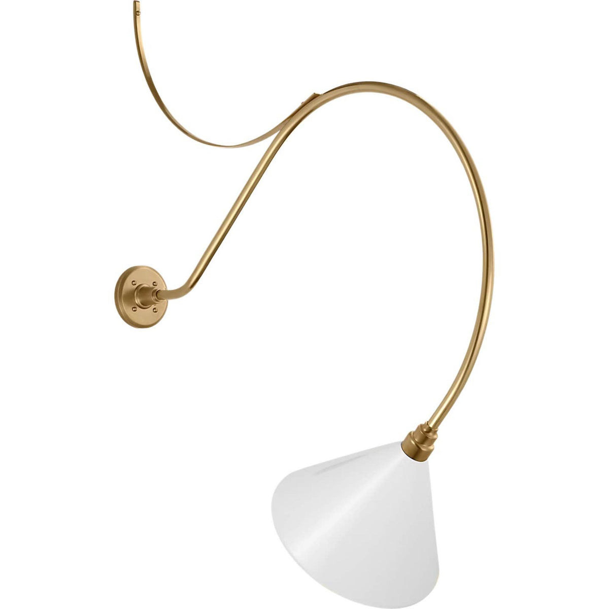 Thomas O'Brien Academy 36" Anchored Larrabee Barn Light in Hand-Rubbed Antique Brass with 12.5" White Conical Savannah Shade W12.5" x H44.75" x E36"