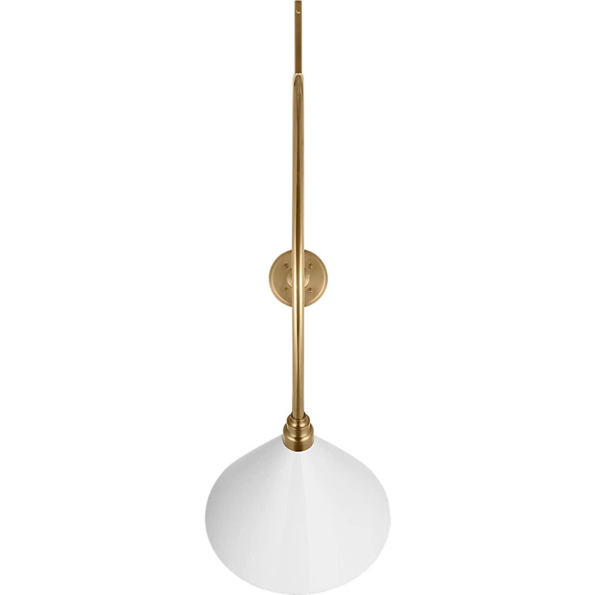 Thomas O'Brien Academy 36" Anchored Larrabee Barn Light in Hand-Rubbed Antique Brass with 12.5" White Conical Savannah Shade W12.5" x H44.75" x E36"