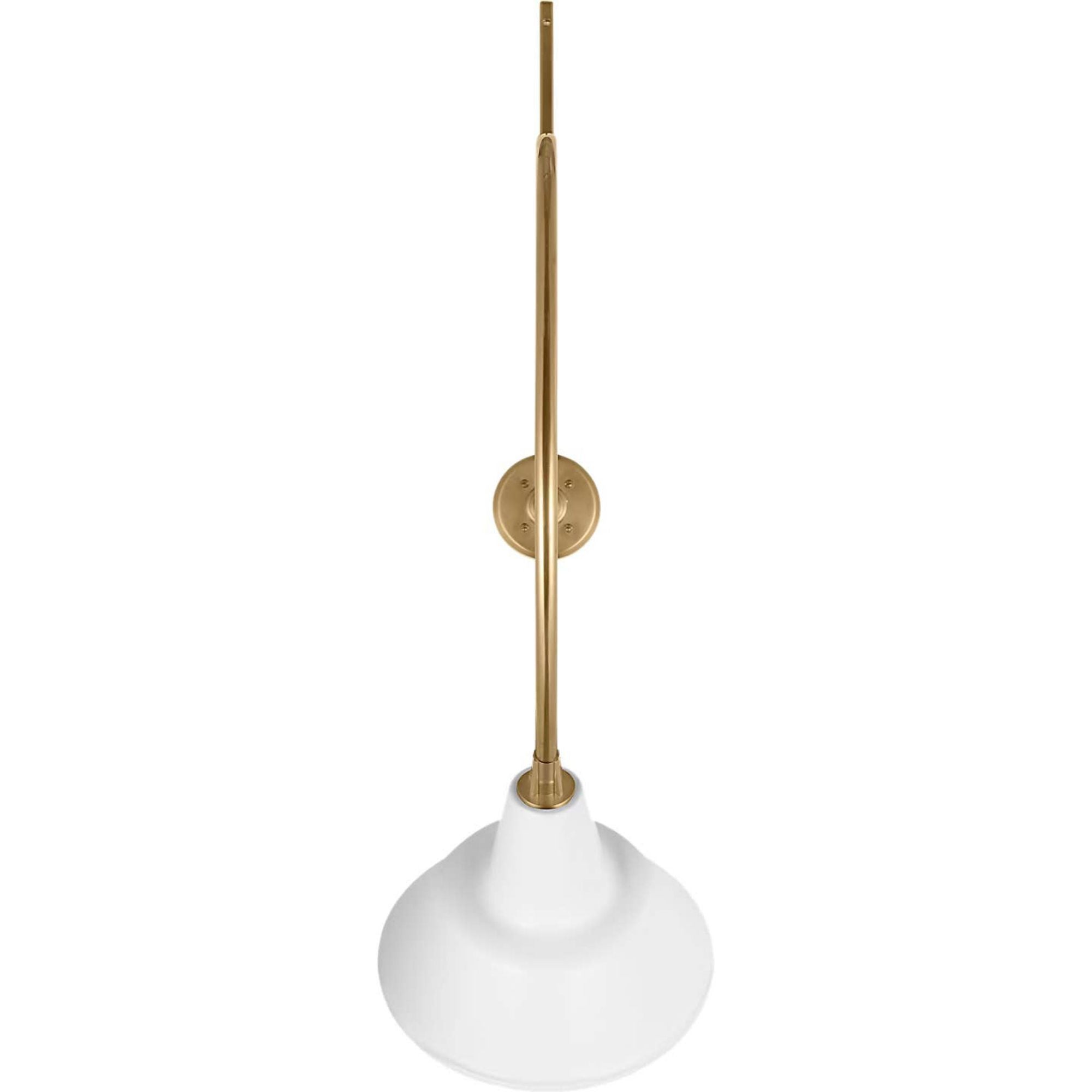 Thomas O'Brien Academy 36" Anchored Larrabee Barn Light in Hand-Rubbed Antique Brass with 12.5" White Bowers Shade W12.5" x H44.75" x E36"