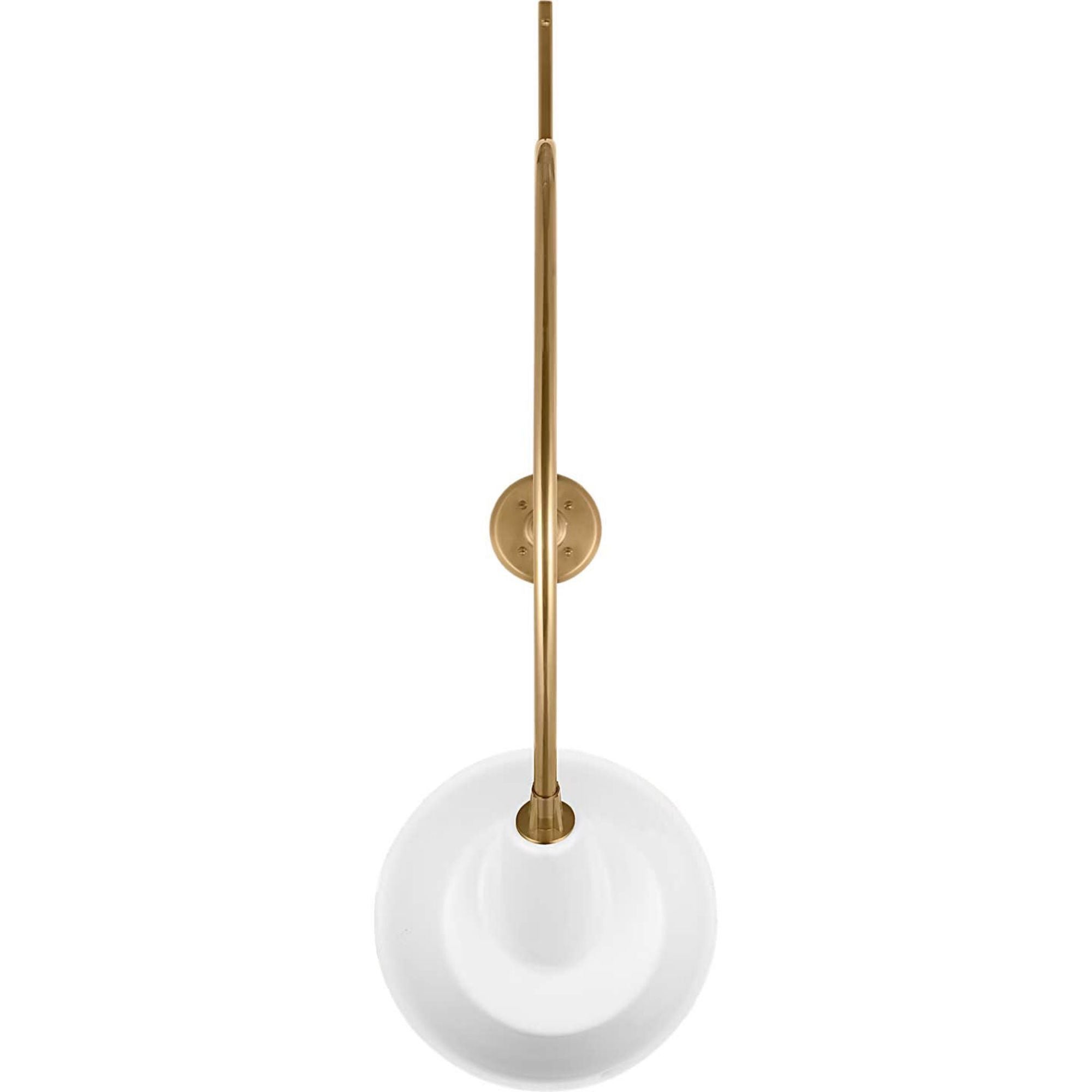 Thomas O'Brien Academy 36" Anchored Larrabee Barn Light in Hand-Rubbed Antique Brass with 12.5" White Tilted Bowers Shade W12.5" x H44.75" x E36"