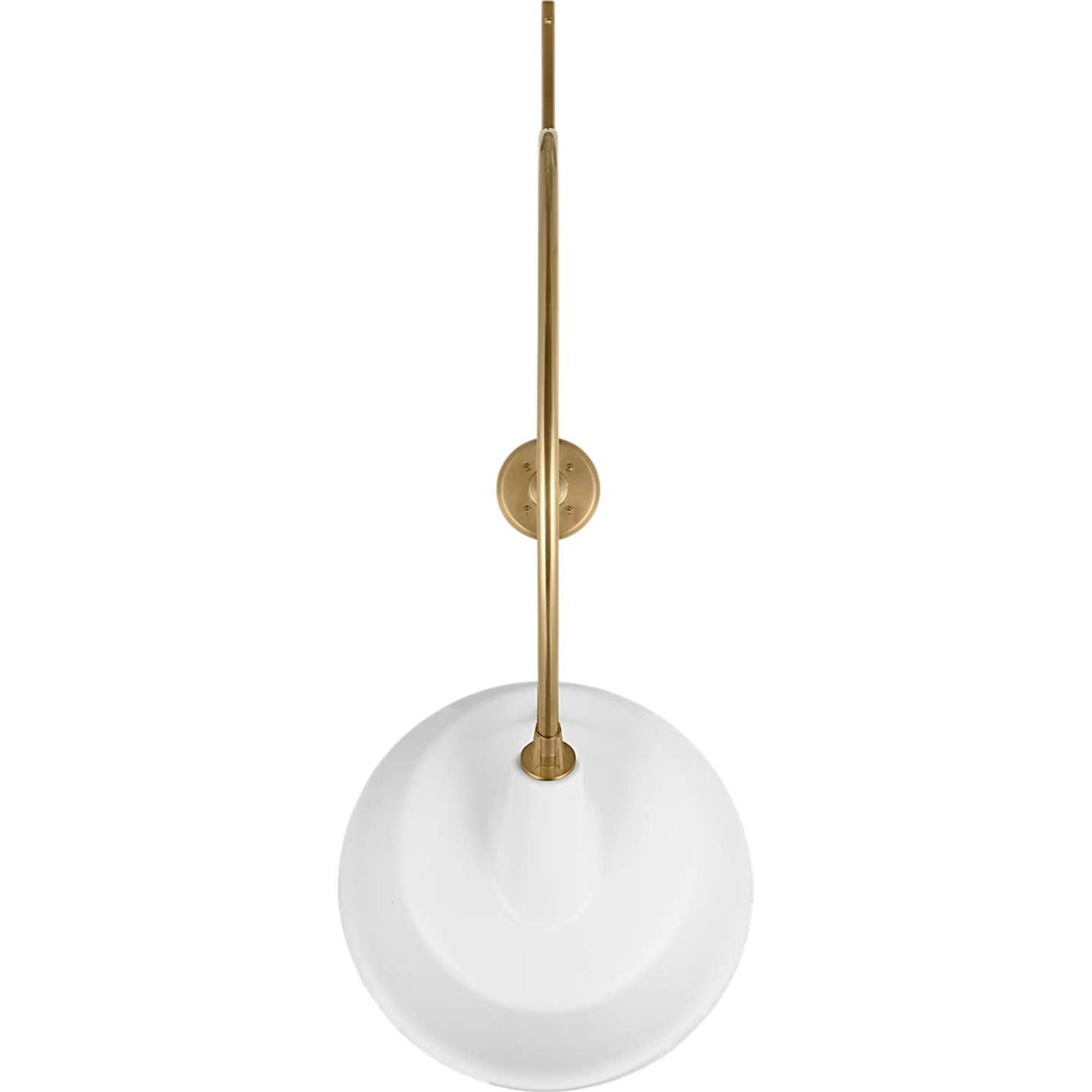 Thomas O'Brien Academy 36" Anchored Larrabee Barn Light in Hand-Rubbed Antique Brass with 16" White Tilted Bowers Shade W16" x H46.5" x E36"