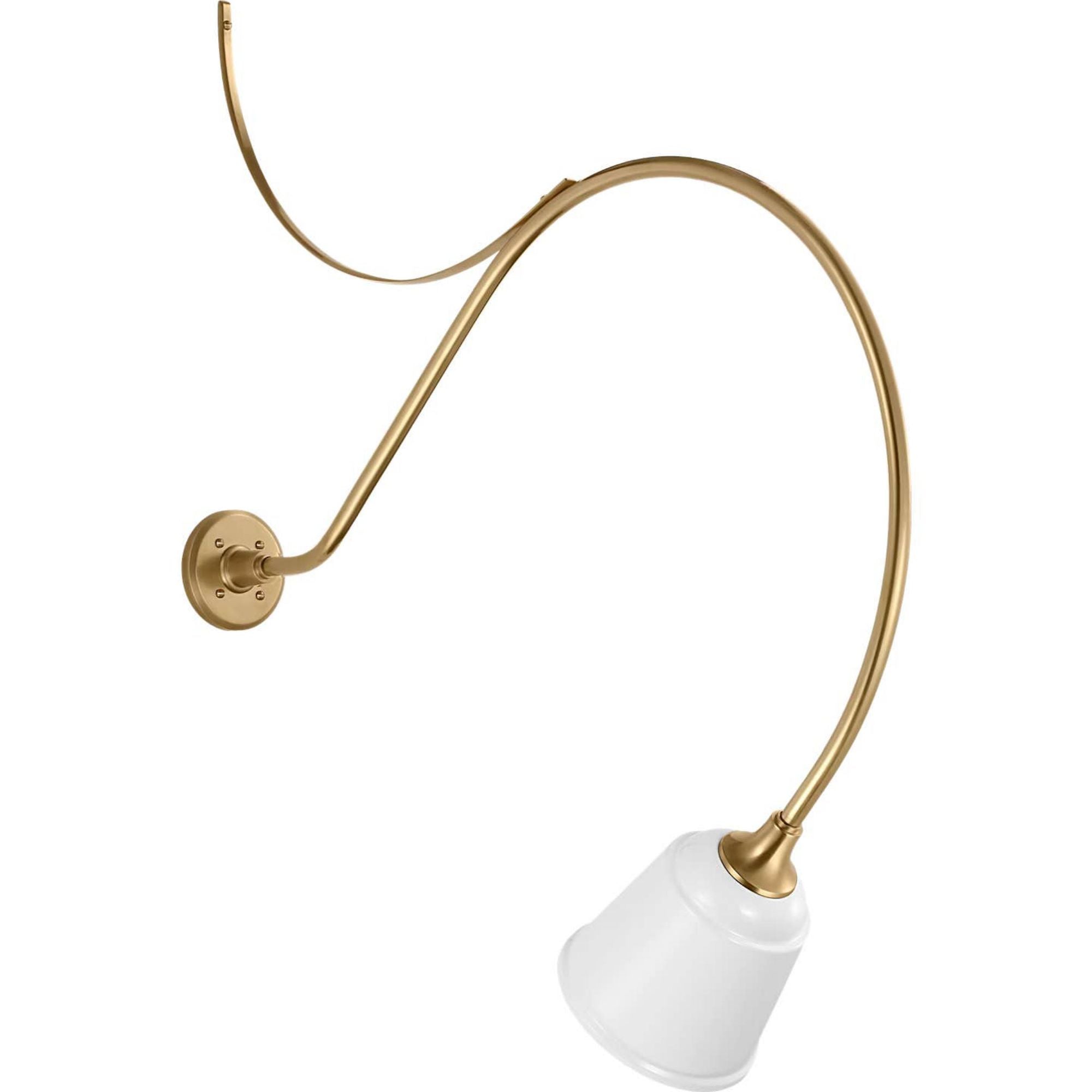 Thomas O'Brien Academy 36" Anchored Larrabee Barn Light in Hand-Rubbed Antique Brass with 8" White Rockhouse Shade W8" x H42.25" x E36"