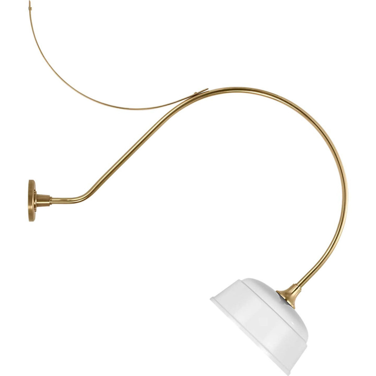 Thomas O'Brien Academy 36" Anchored Larrabee Barn Light in Hand-Rubbed Antique Brass with 12.5" White Rockhouse Shade W12.5" x H43" x E36"