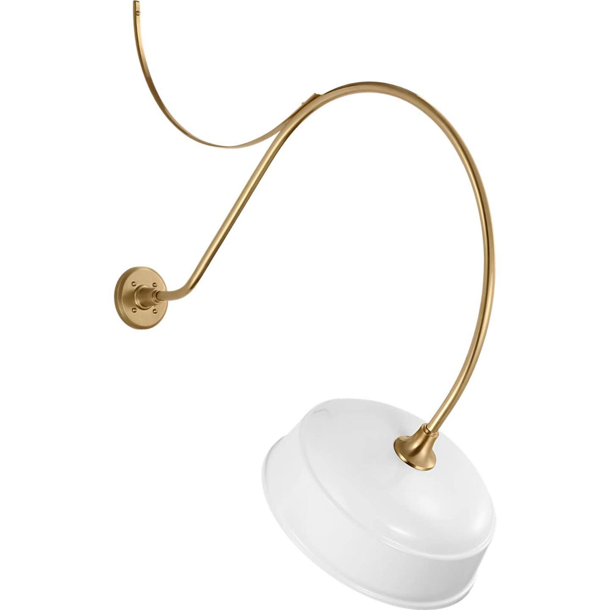 Thomas O'Brien Academy 36" Anchored Larrabee Barn Light in Hand-Rubbed Antique Brass with 16" White Rockhouse Shade W16" x H44.25" x E36"