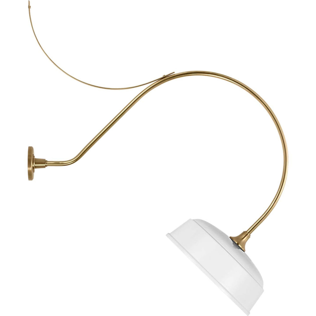 Thomas O'Brien Academy 36" Anchored Larrabee Barn Light in Hand-Rubbed Antique Brass with 16" White Rockhouse Shade W16" x H44.25" x E36"