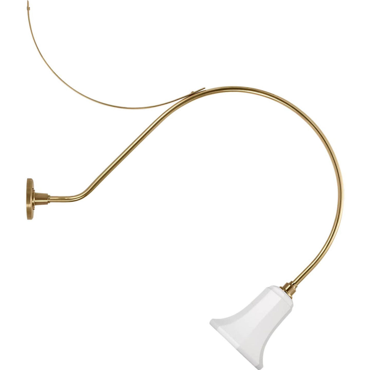 Thomas O'Brien Academy 36" Anchored Larrabee Barn Light in Hand-Rubbed Antique Brass with 7.5" White Savannah Shade W7.5" x H42.25" x E36"