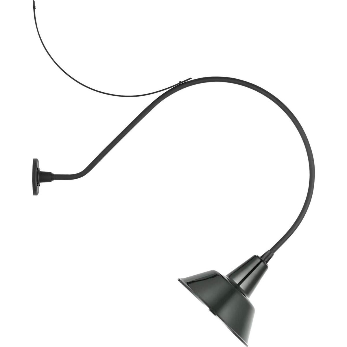 Thomas O'Brien Academy 36" Anchored Larrabee Barn Light in Matte Black with 12.5" Green Bowers Shade W12.5" x H44.75" x E36"