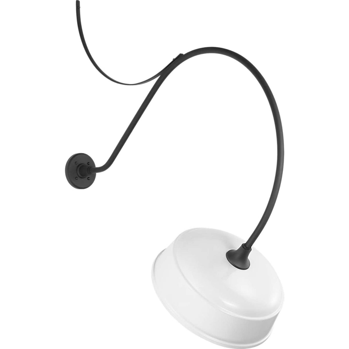 Thomas O'Brien Academy 36" Anchored Larrabee Barn Light in Matte Black with 16" White Rockhouse Shade W16" x H44.25" x E36"
