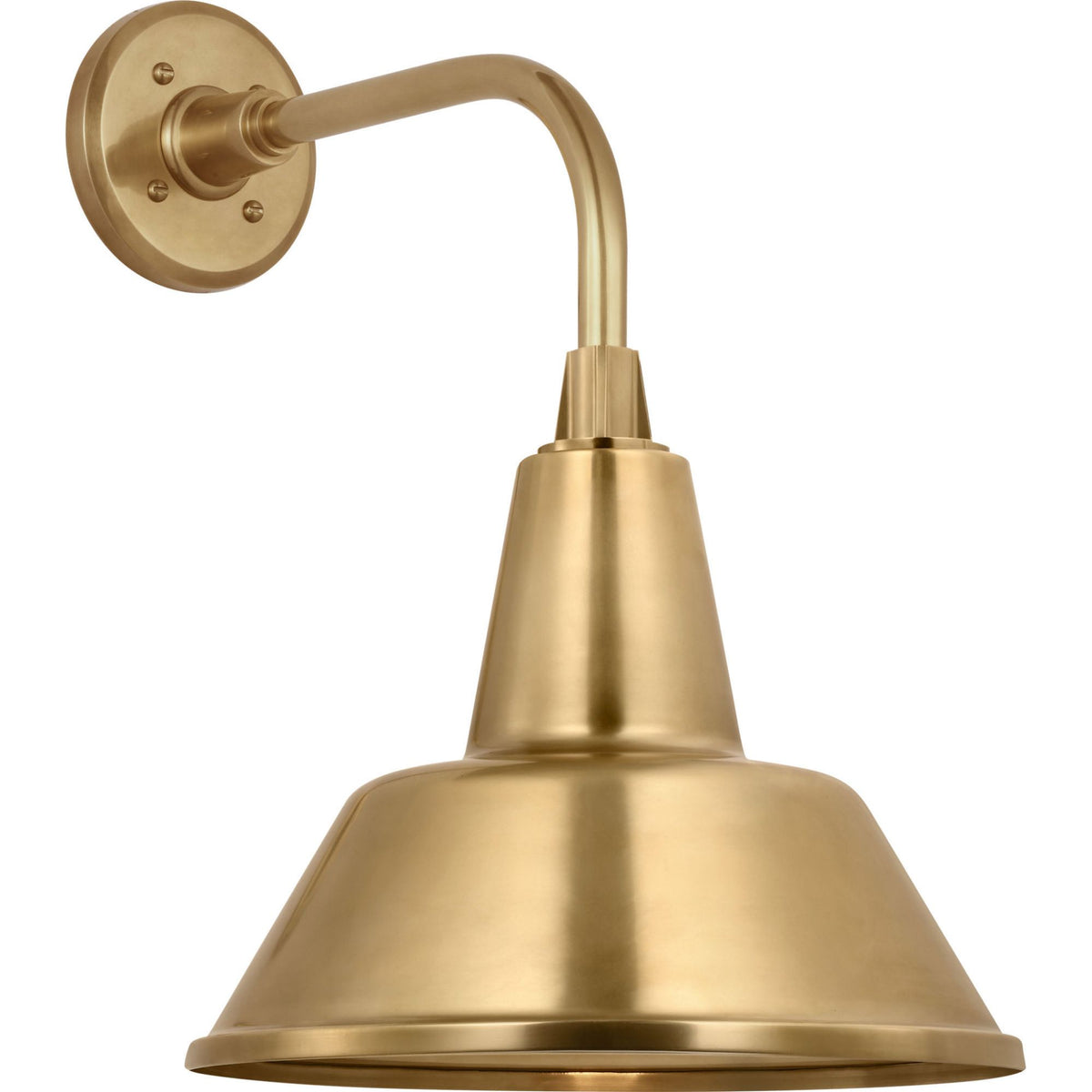 Thomas O'Brien Academy 11" Rex Barn Light in Hand-Rubbed Antique Brass with 12.5" Hand-Rubbed Antique Brass Bowers Shade W12.5" x H17.75" x E16.75"