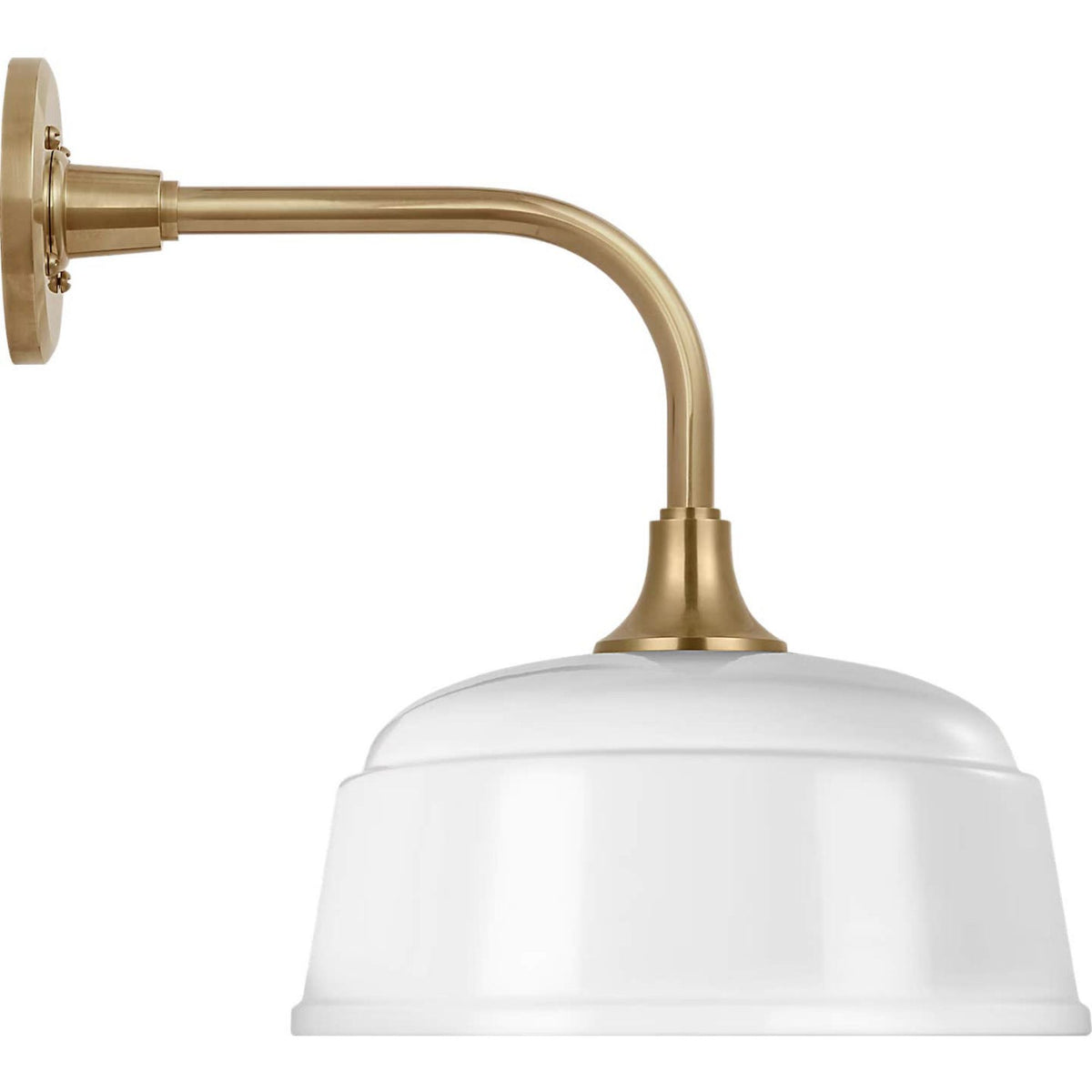 Thomas O'Brien Academy 11" Rex Barn Light in Hand-Rubbed Antique Brass with 12.5" White Rockhouse Shade W12.5" x H15.25" x E16.75"