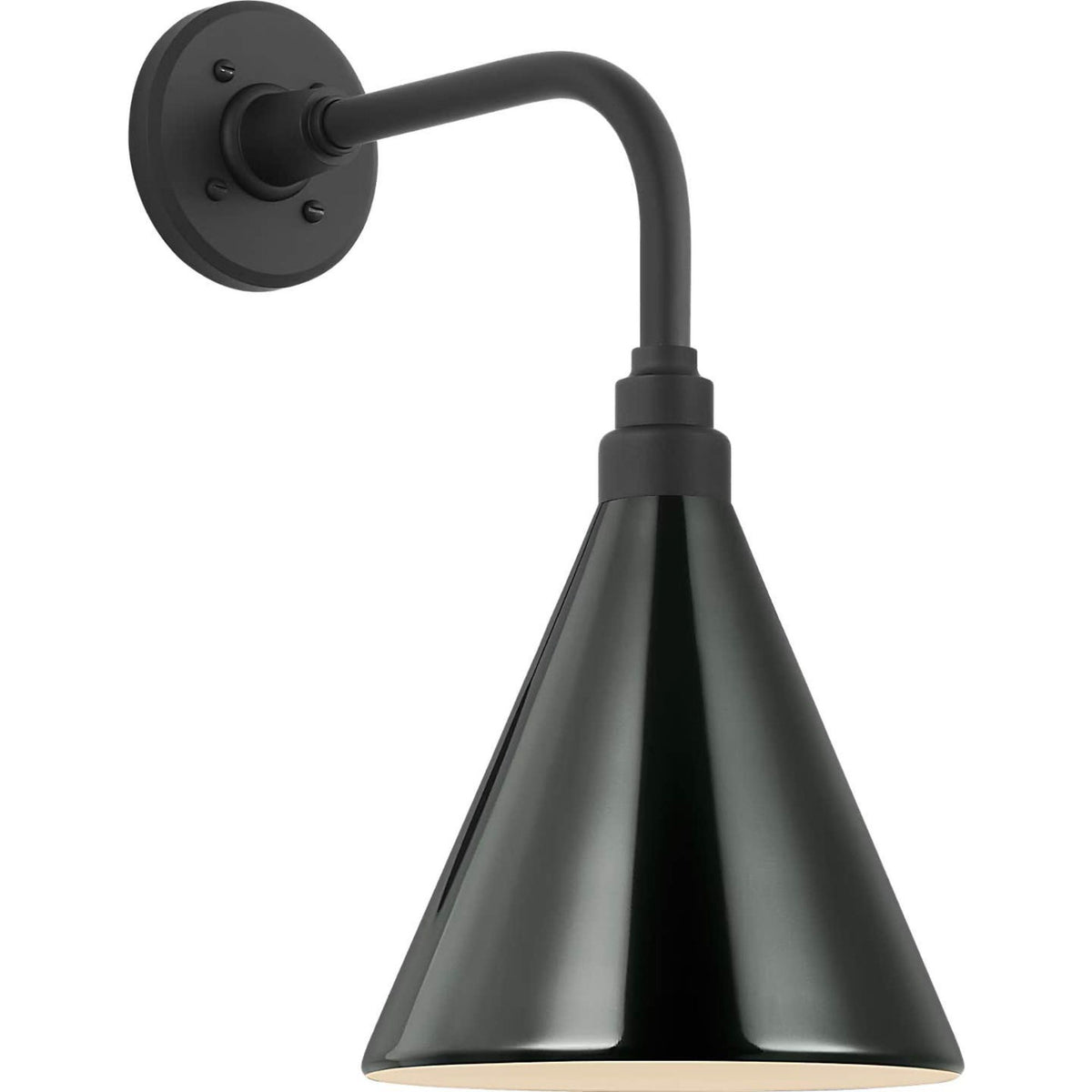 Thomas O'Brien Academy 11" Rex Barn Light in Matte Black with 9" Green Conical Savannah Shade W9" x H17.75" x E15"