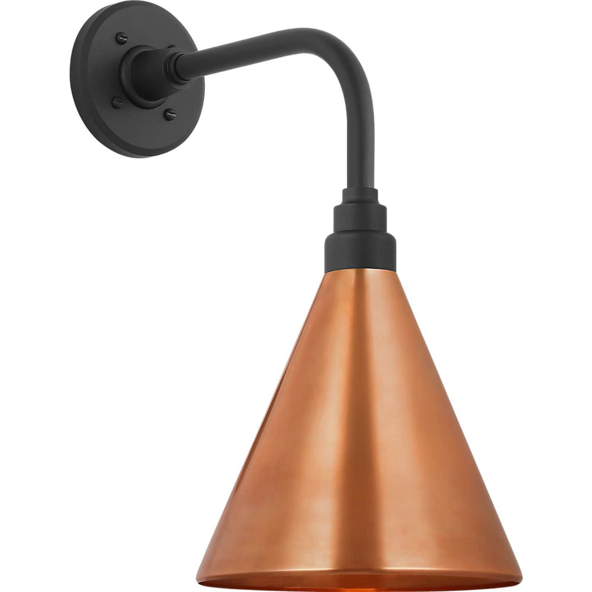 Thomas O'Brien Academy 11" Rex Barn Light in Matte Black with 9" Soft Copper Conical Savannah Shade W9" x H17.75" x E15"