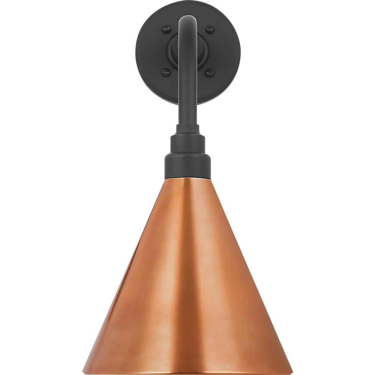 Thomas O'Brien Academy 11" Rex Barn Light in Matte Black with 9" Soft Copper Conical Savannah Shade W9" x H17.75" x E15"