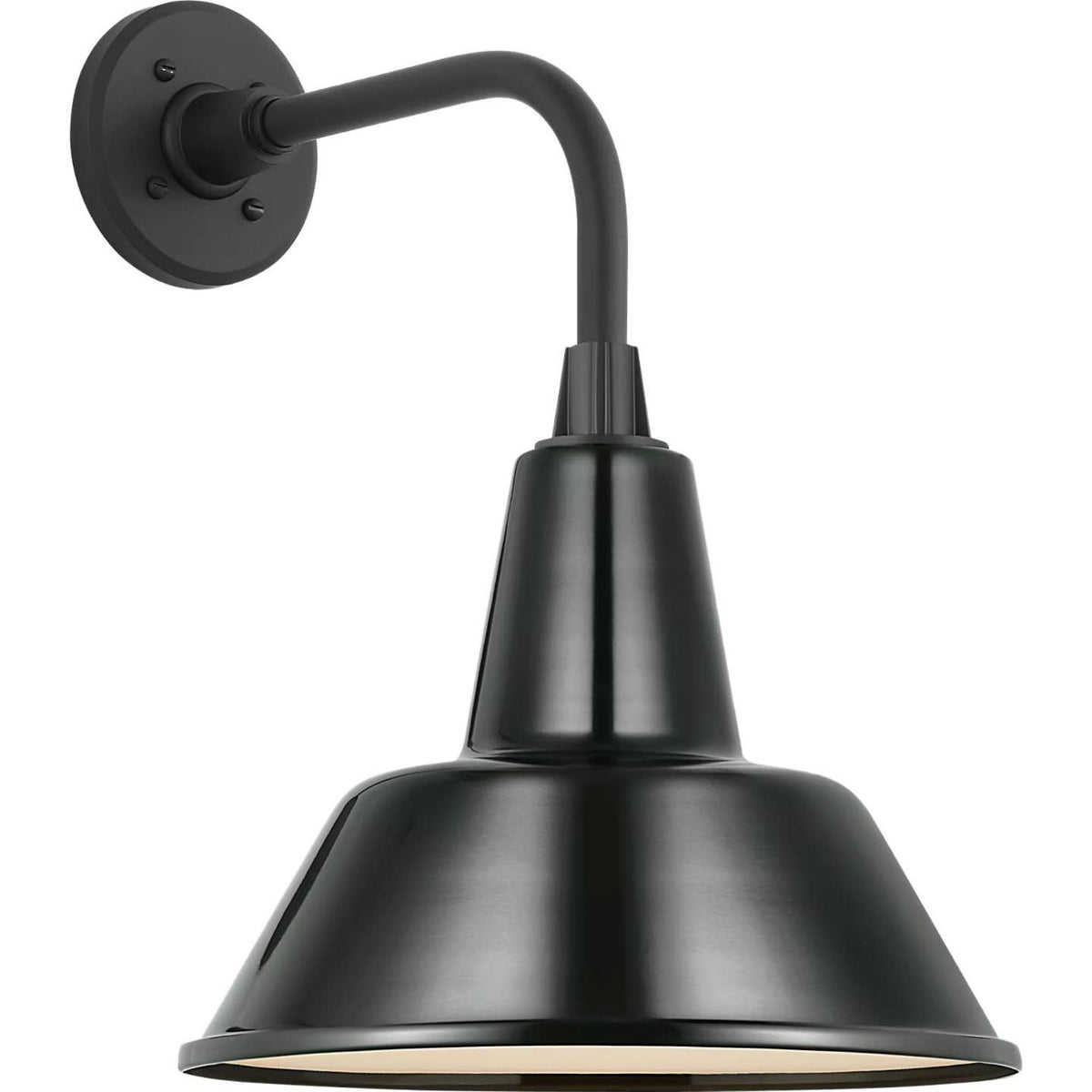 Thomas O'Brien Academy 11" Rex Barn Light in Matte Black with 12.5" Green Bowers Shade W12.5" x H17.75" x E16.75"