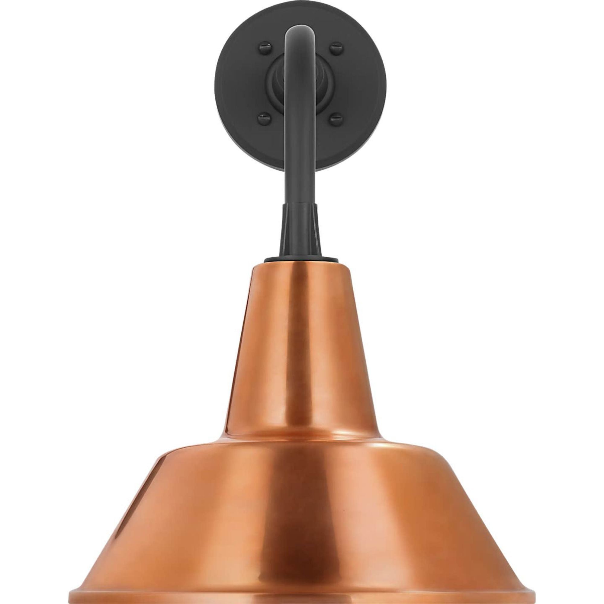 Thomas O'Brien Academy 11" Rex Barn Light in Matte Black with 12.5" Soft Copper Bowers Shade W12.5" x H17.75" x E16.75"