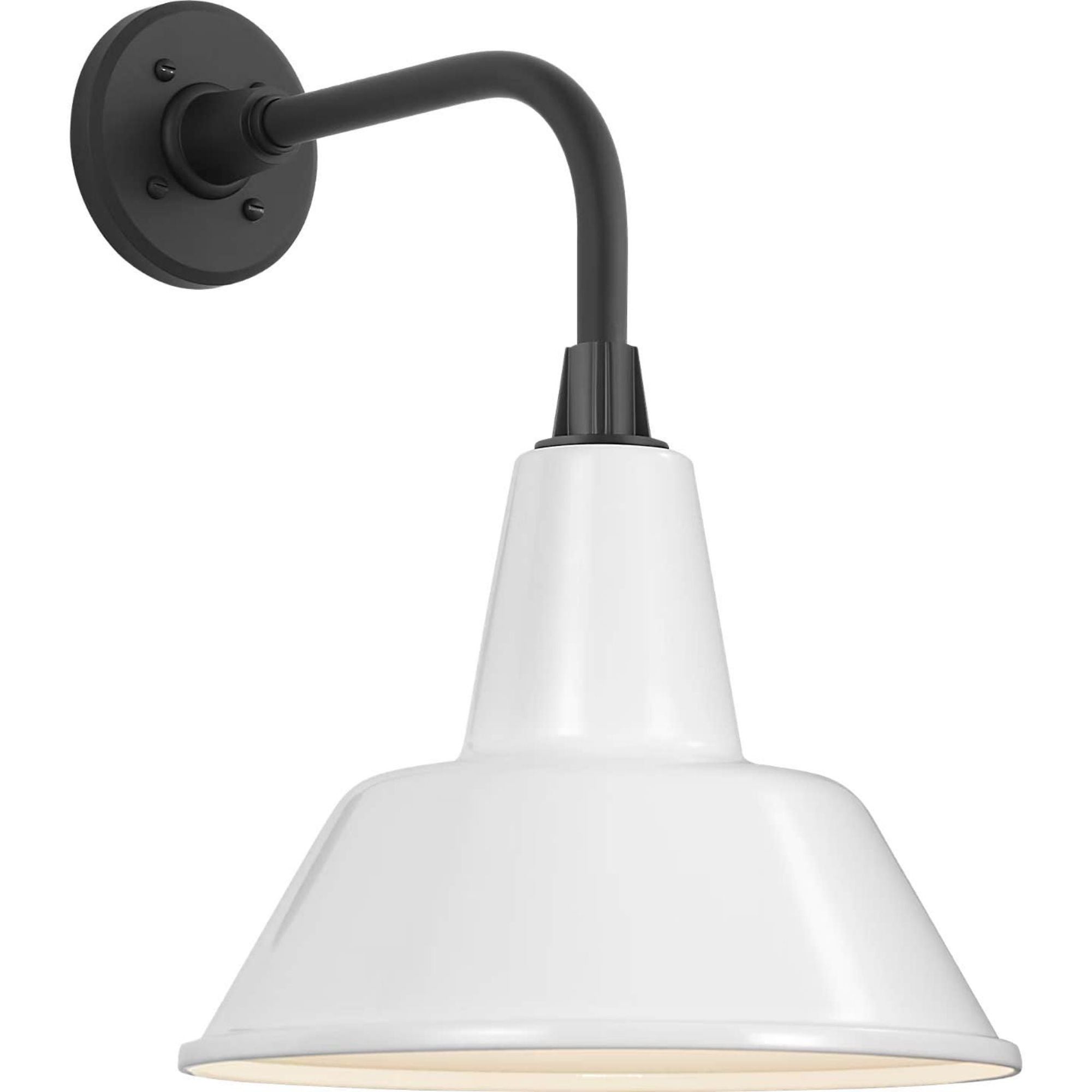 Thomas O'Brien Academy 11" Rex Barn Light in Matte Black with 12.5" White Bowers Shade W12.5" x H17.75" x E16.75"