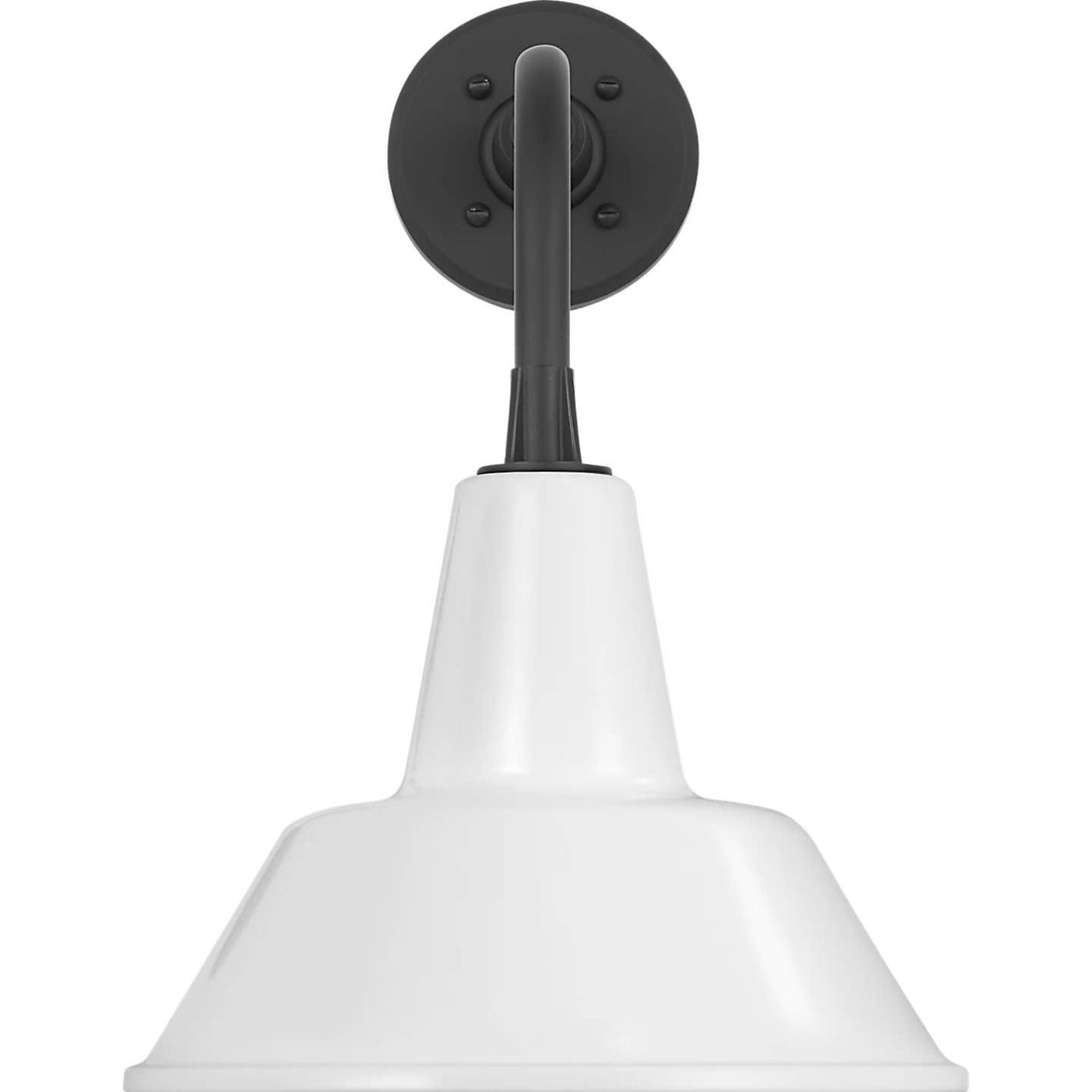 Thomas O'Brien Academy 11" Rex Barn Light in Matte Black with 12.5" White Bowers Shade W12.5" x H17.75" x E16.75"