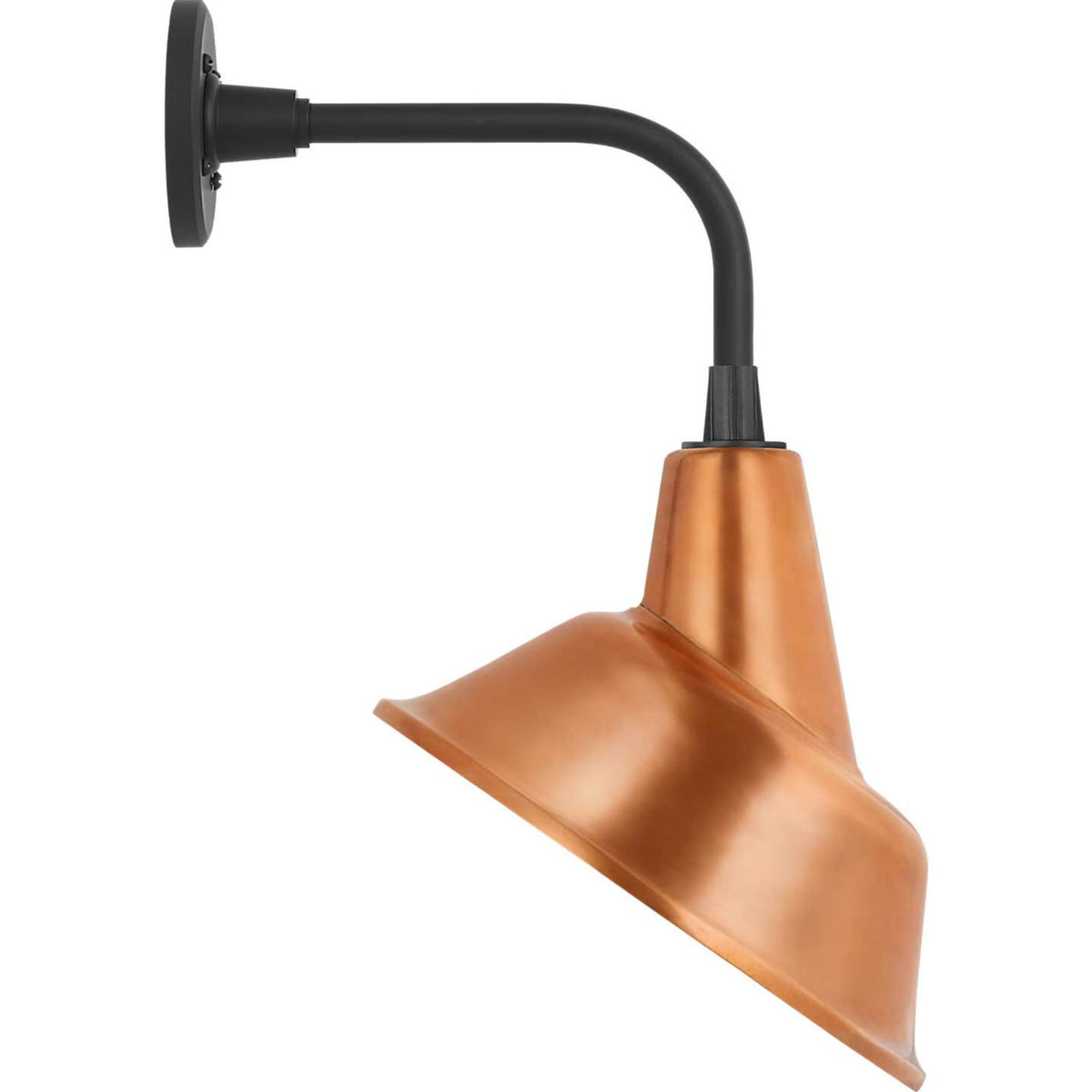 Thomas O'Brien Academy 11" Rex Barn Light in Matte Black with 12.5" Soft Copper Tilted Bowers Shade W12.5" x H20.75" x E14"