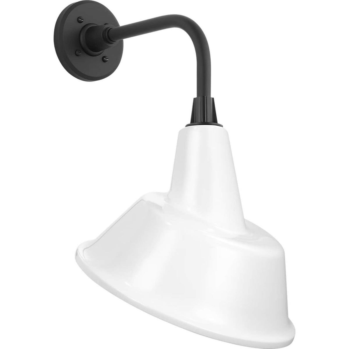 Thomas O'Brien Academy 11" Rex Barn Light in Matte Black with 12.5" White Tilted Bowers Shade W12.5" x H20.75" x E14"