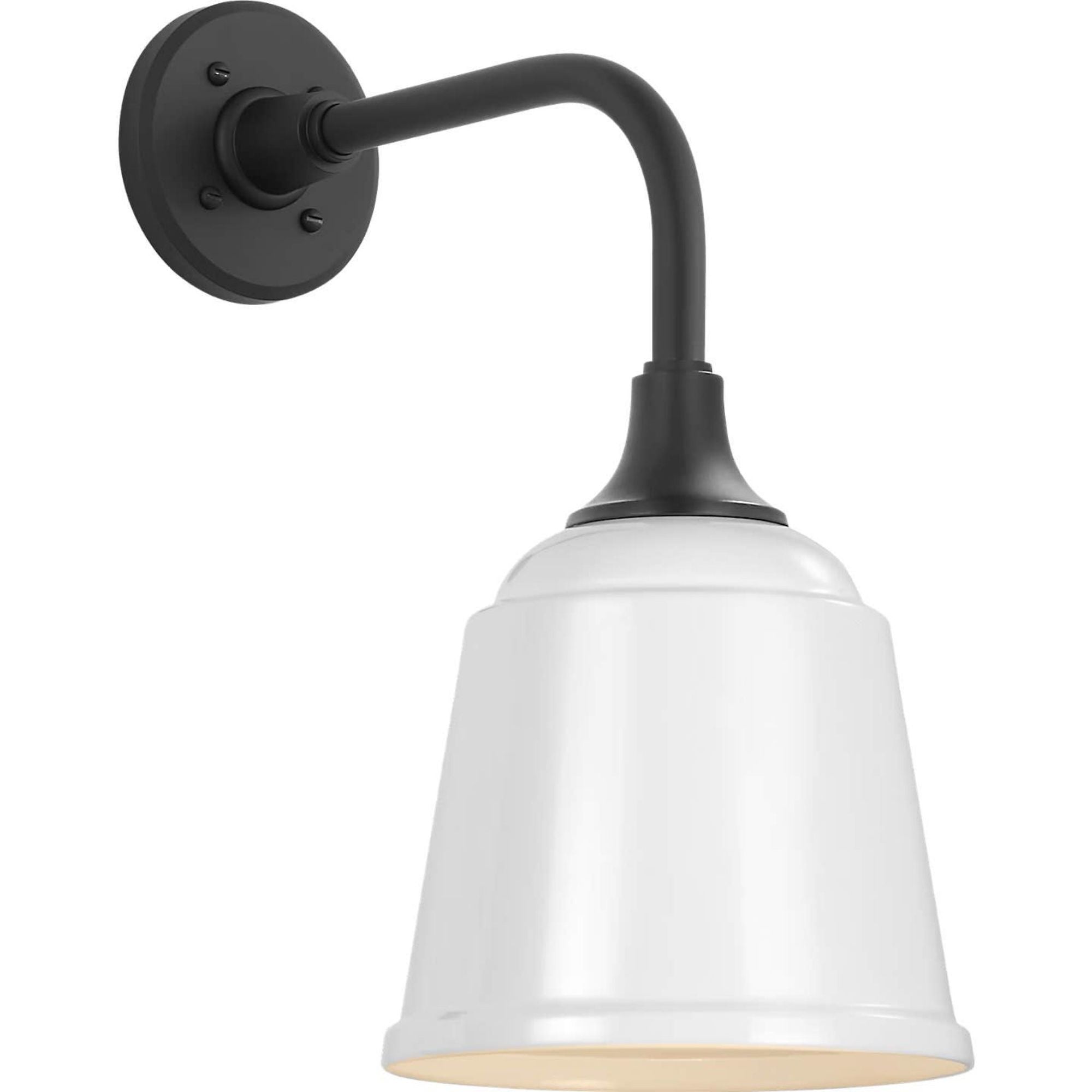 Thomas O'Brien Academy 11" Rex Barn Light in Matte Black with 8" White Rockhouse Shade W8" x H16.5" x E14.5"