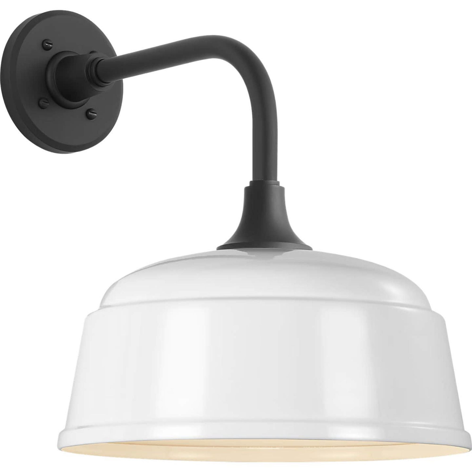 Thomas O'Brien Academy 11" Rex Barn Light in Matte Black with 12.5" White Rockhouse Shade W12.5" x H15.25" x E16.75"