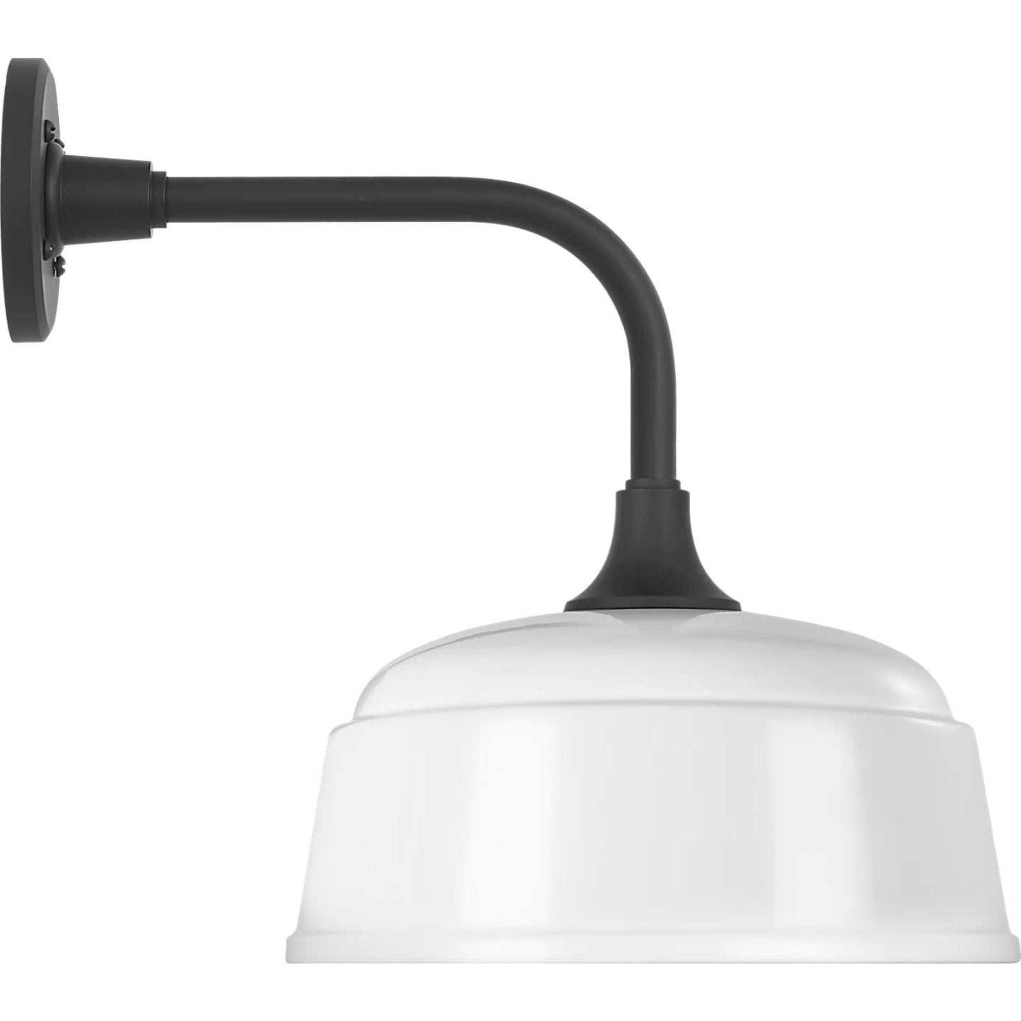 Thomas O'Brien Academy 11" Rex Barn Light in Matte Black with 12.5" White Rockhouse Shade W12.5" x H15.25" x E16.75"