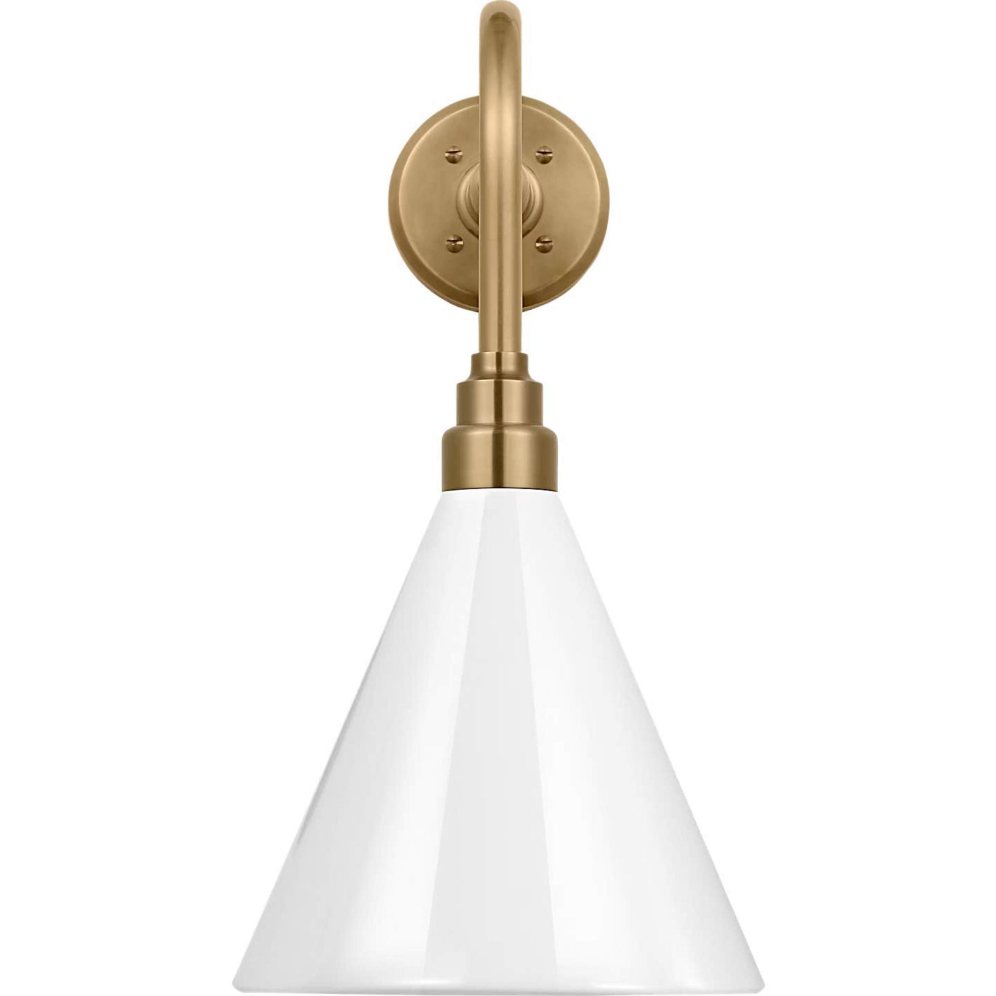 Thomas O'Brien Academy 20" Rex Barn Light in Hand-Rubbed Antique Brass with 9" White Conical Savannah Shade W9" x H19.75" x E24.5"