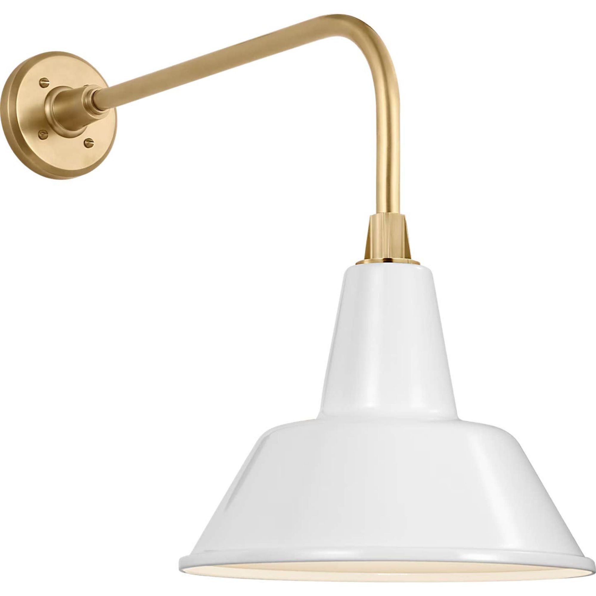 Thomas O'Brien Academy 20" Rex Barn Light in Hand-Rubbed Antique Brass with 12.5" White Bowers Shade W12.5" x H19.5" x E26.25"