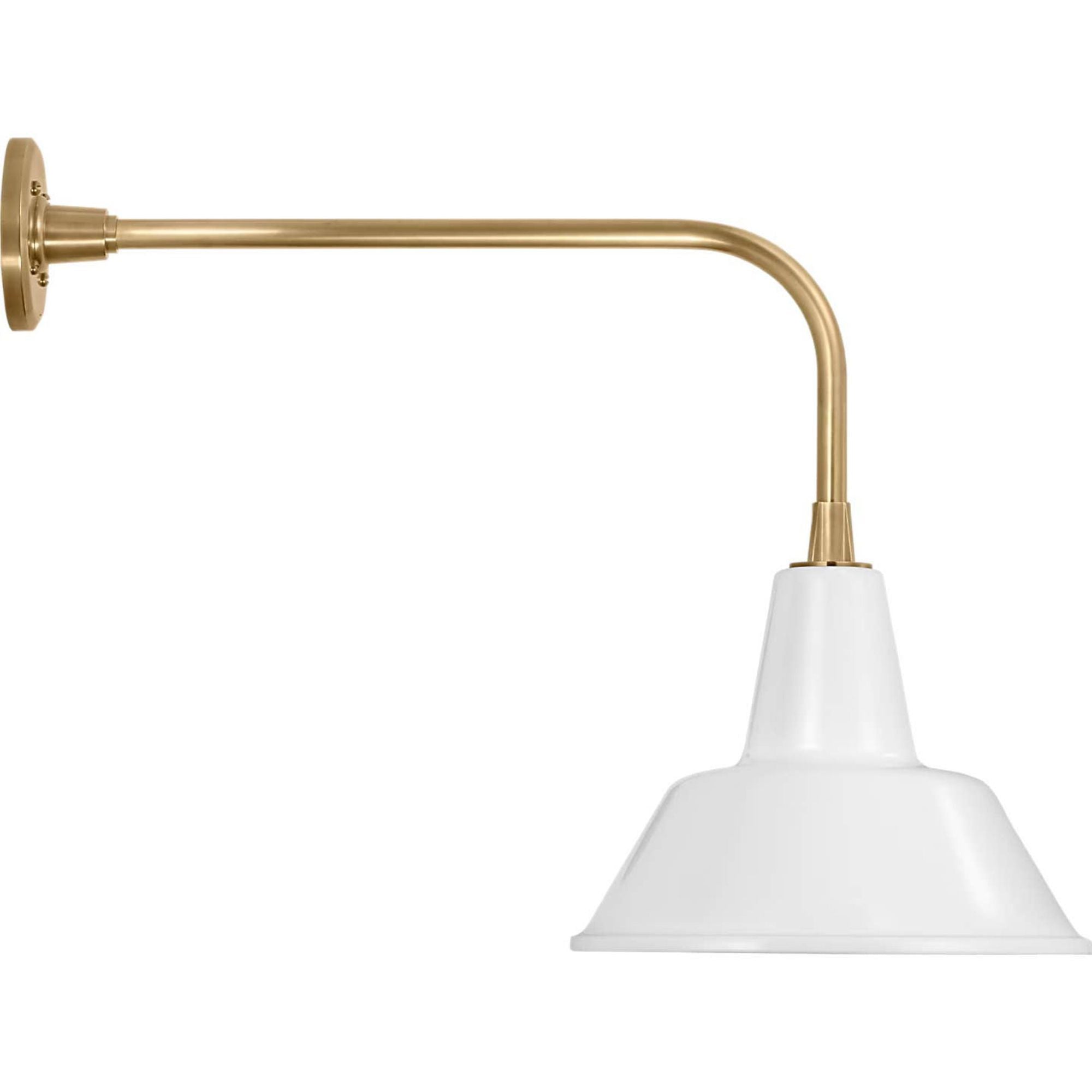 Thomas O'Brien Academy 20" Rex Barn Light in Hand-Rubbed Antique Brass with 12.5" White Bowers Shade W12.5" x H19.5" x E26.25"