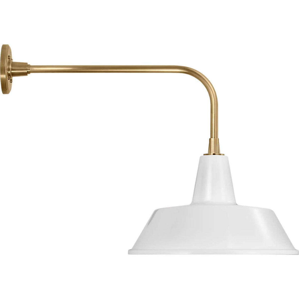 Thomas O'Brien Academy 20" Rex Barn Light in Hand-Rubbed Antique Brass with 16" White Bowers Shade W16" x H19.5" x E28"