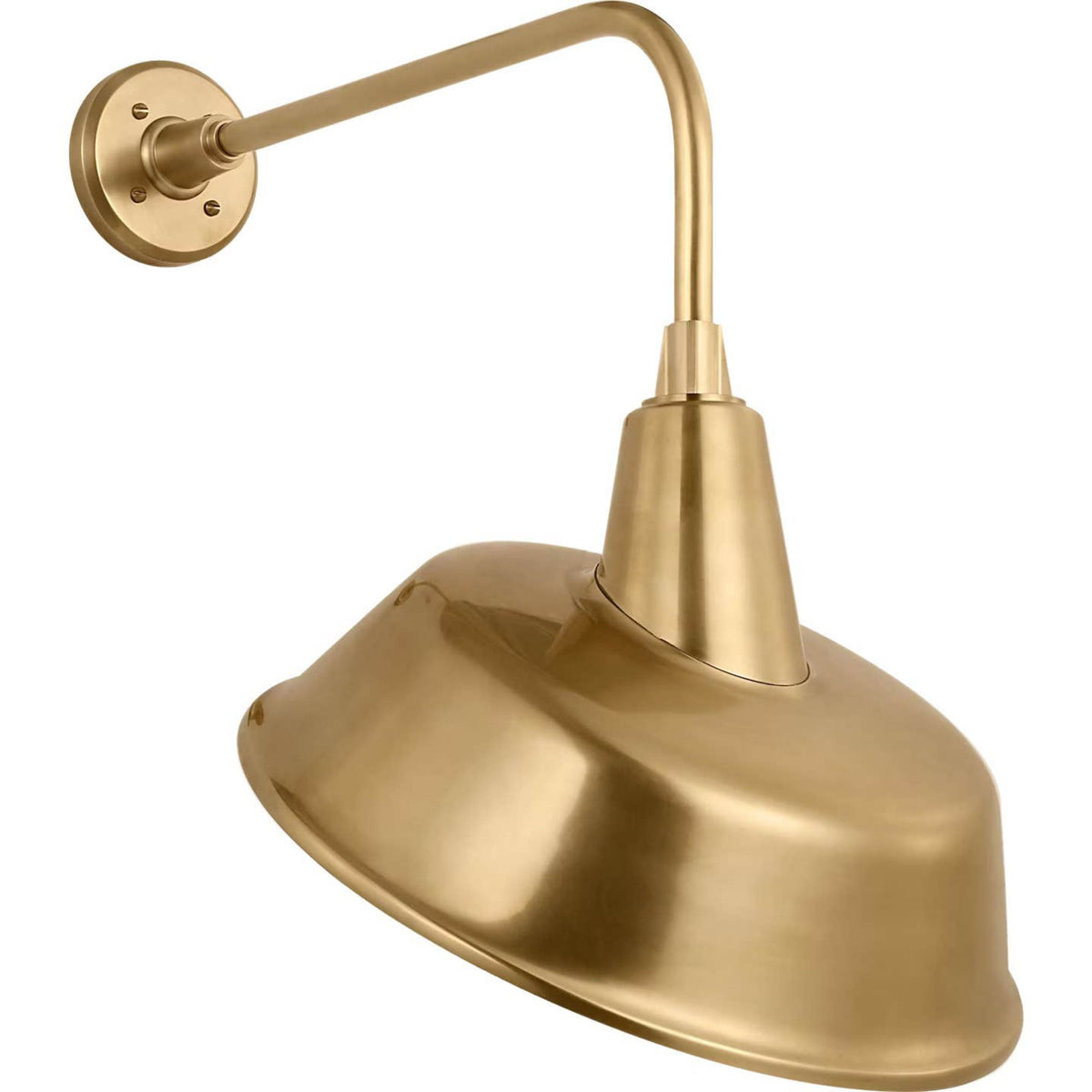 Thomas O'Brien Academy 20" Rex Barn Light in Hand-Rubbed Antique Brass with 16" Tilted Bowers Shade W16" x H23.5" x E25"