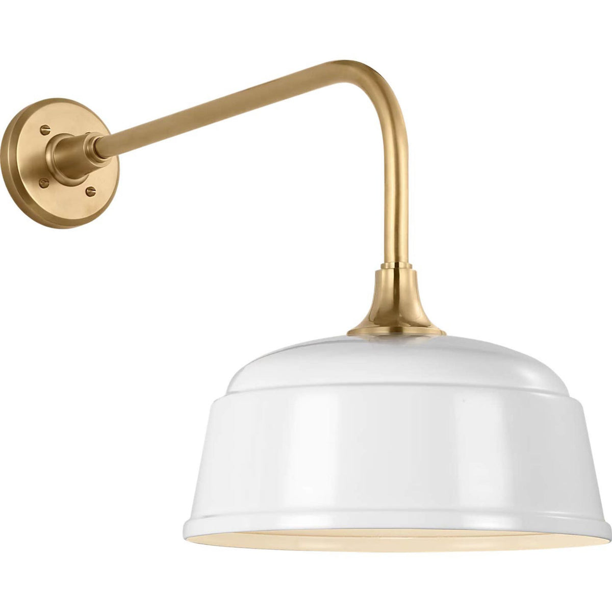 Thomas O'Brien Academy 20" Rex Barn Light in Hand-Rubbed Antique Brass with 12.5" White Rockhouse Shade W12.5" x H17" x E26.25"