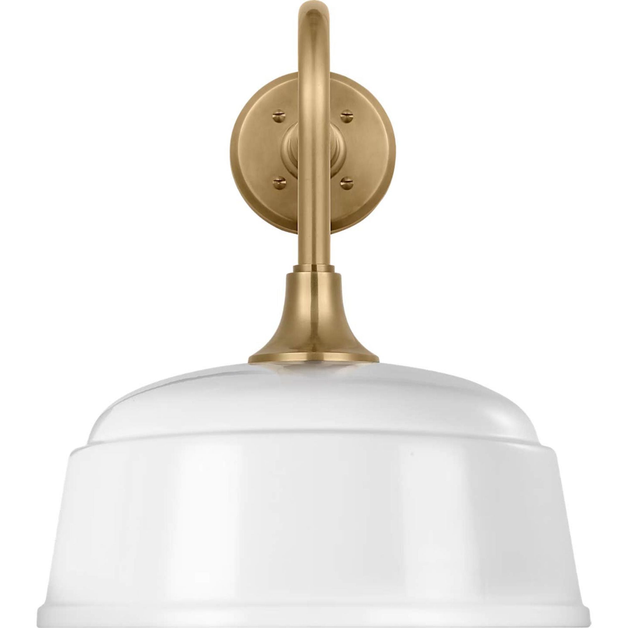 Thomas O'Brien Academy 20" Rex Barn Light in Hand-Rubbed Antique Brass with 12.5" White Rockhouse Shade W12.5" x H17" x E26.25"