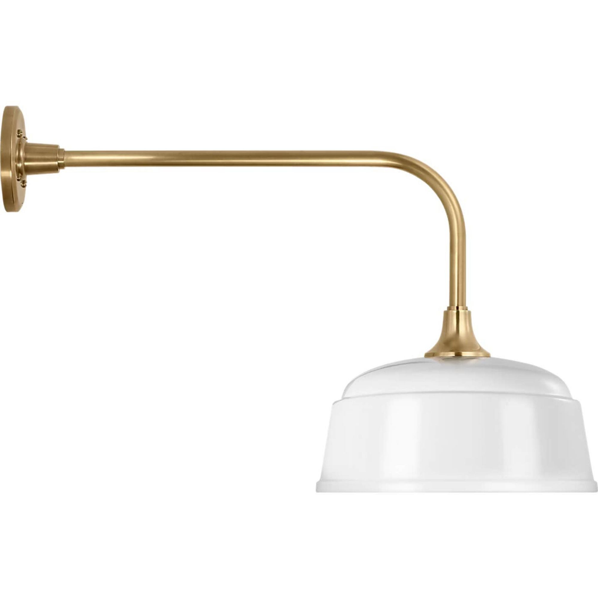 Thomas O'Brien Academy 20" Rex Barn Light in Hand-Rubbed Antique Brass with 12.5" White Rockhouse Shade W12.5" x H17" x E26.25"