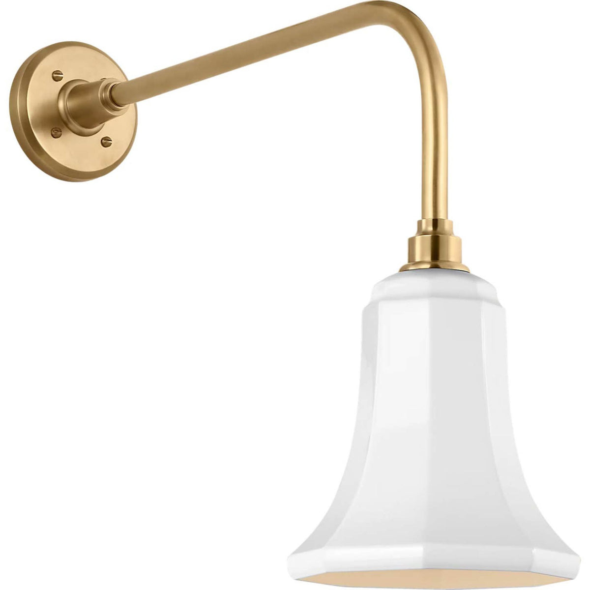 Thomas O'Brien Academy 20" Rex Barn Light in Hand-Rubbed Antique Brass with 7.5" White Savannah Shade W7.5" x H19" x E23.75"