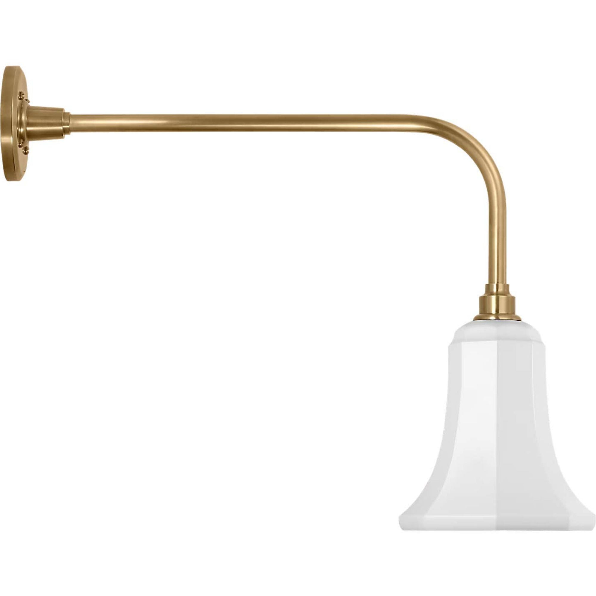 Thomas O'Brien Academy 20" Rex Barn Light in Hand-Rubbed Antique Brass with 7.5" White Savannah Shade W7.5" x H19" x E23.75"