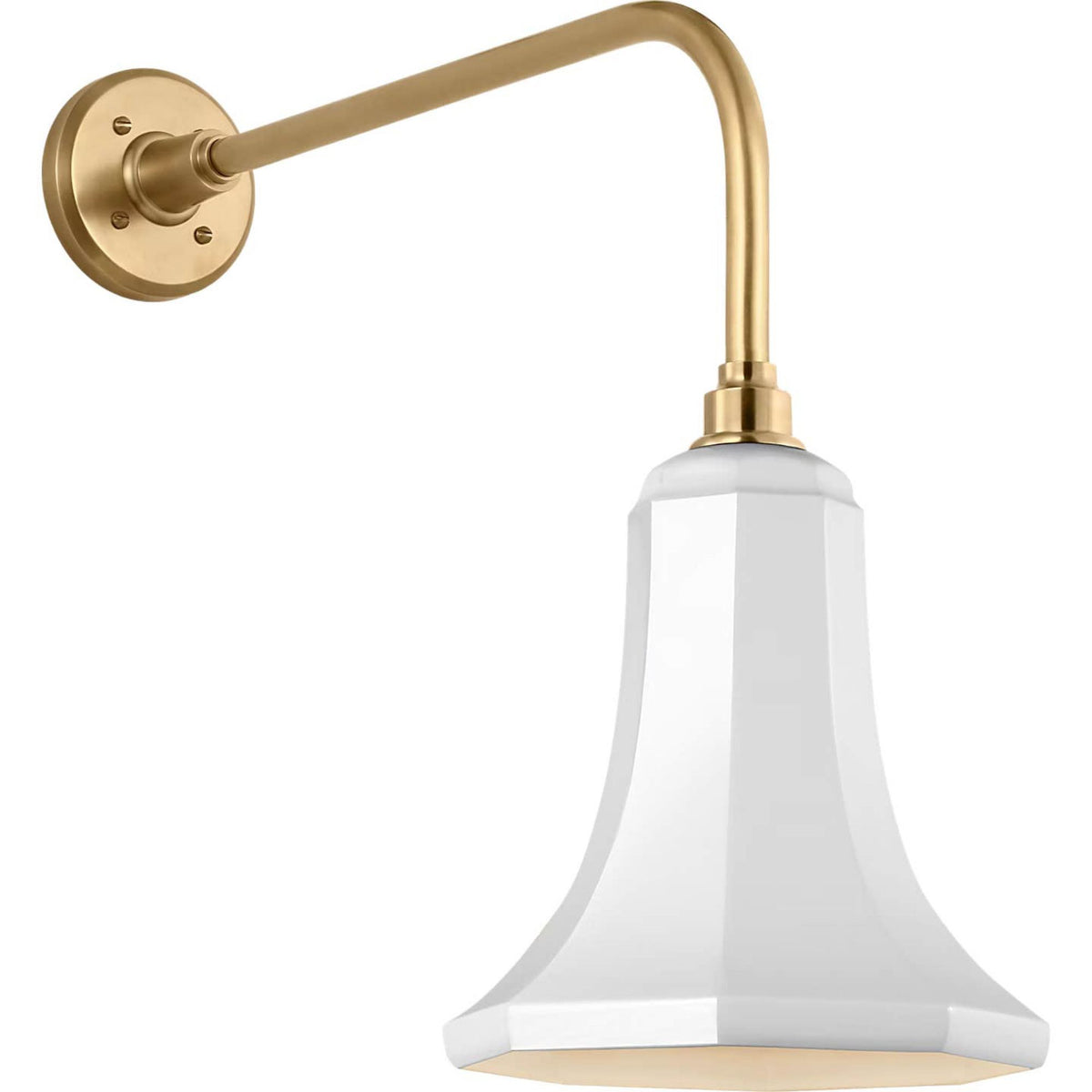 Thomas O'Brien Academy 20" Rex Barn Light in Hand-Rubbed Antique Brass with 9.25" White Savannah Shade W9.25" x H20.75" x E24.5"