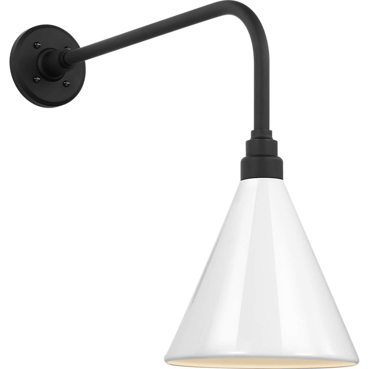 Thomas O'Brien Academy 20" Rex Barn Light in Matte Black with 9" White Conical Savannah Shade W9" x H19.75" x E24.5"