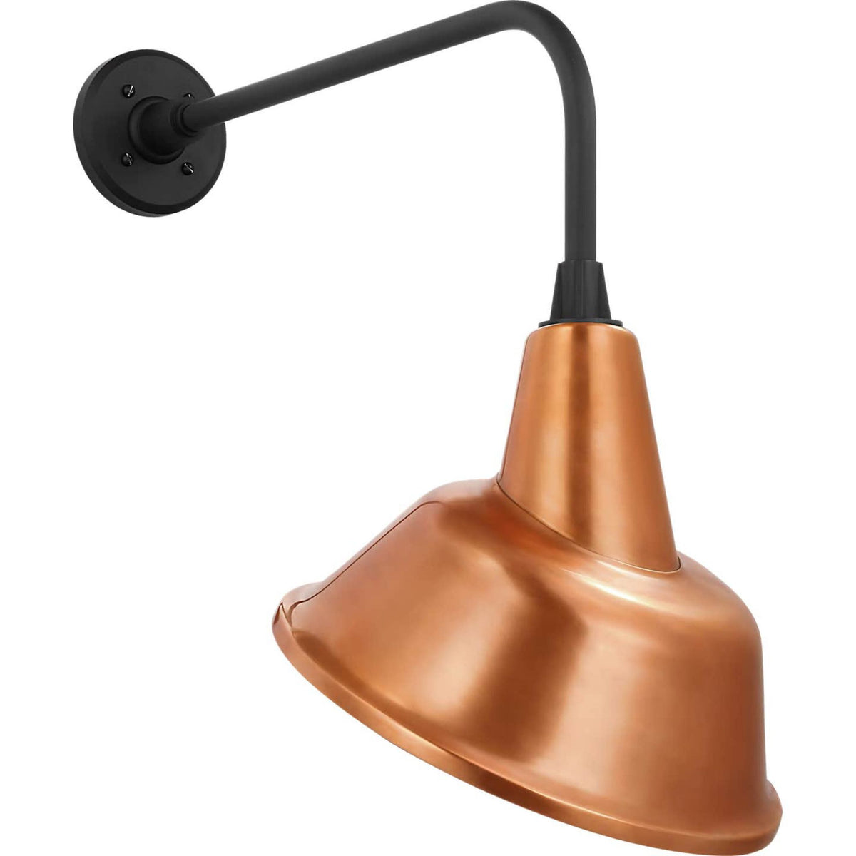 Thomas O'Brien Academy 20" Rex Barn Light in Matte Black with 12.5" Soft Copper Tilted Bowers Shade W12.5" x H22.5" x E23.5"