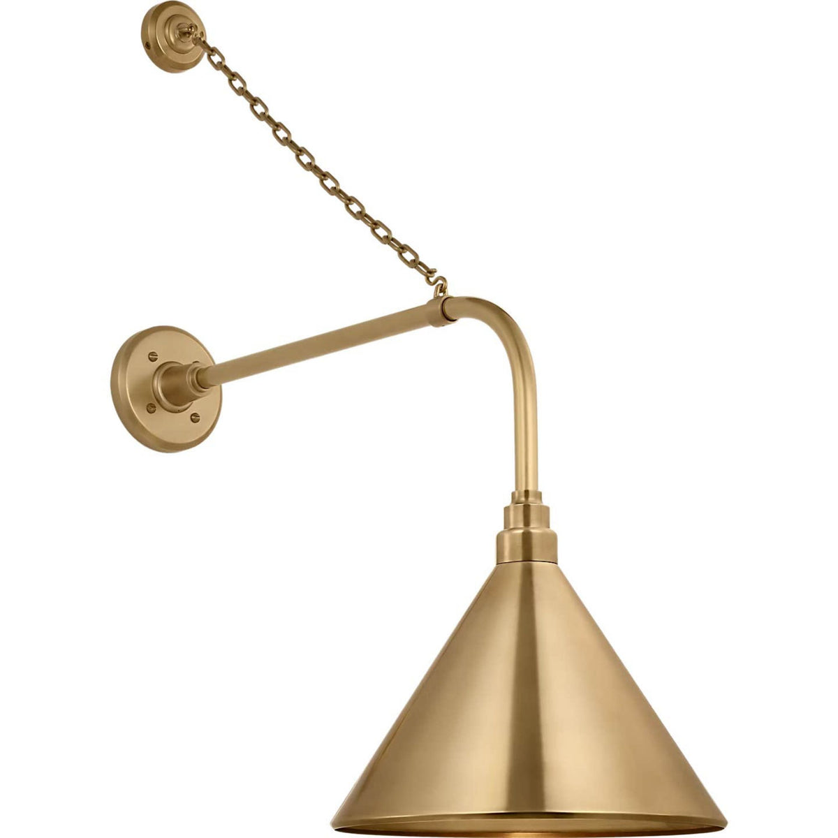 Thomas O'Brien Academy 20" Anchored Rex Barn Light in Hand-Rubbed Antique Brass with 12.5" Conical Savannah Shade W12.5" x H32.75" x E26.25"
