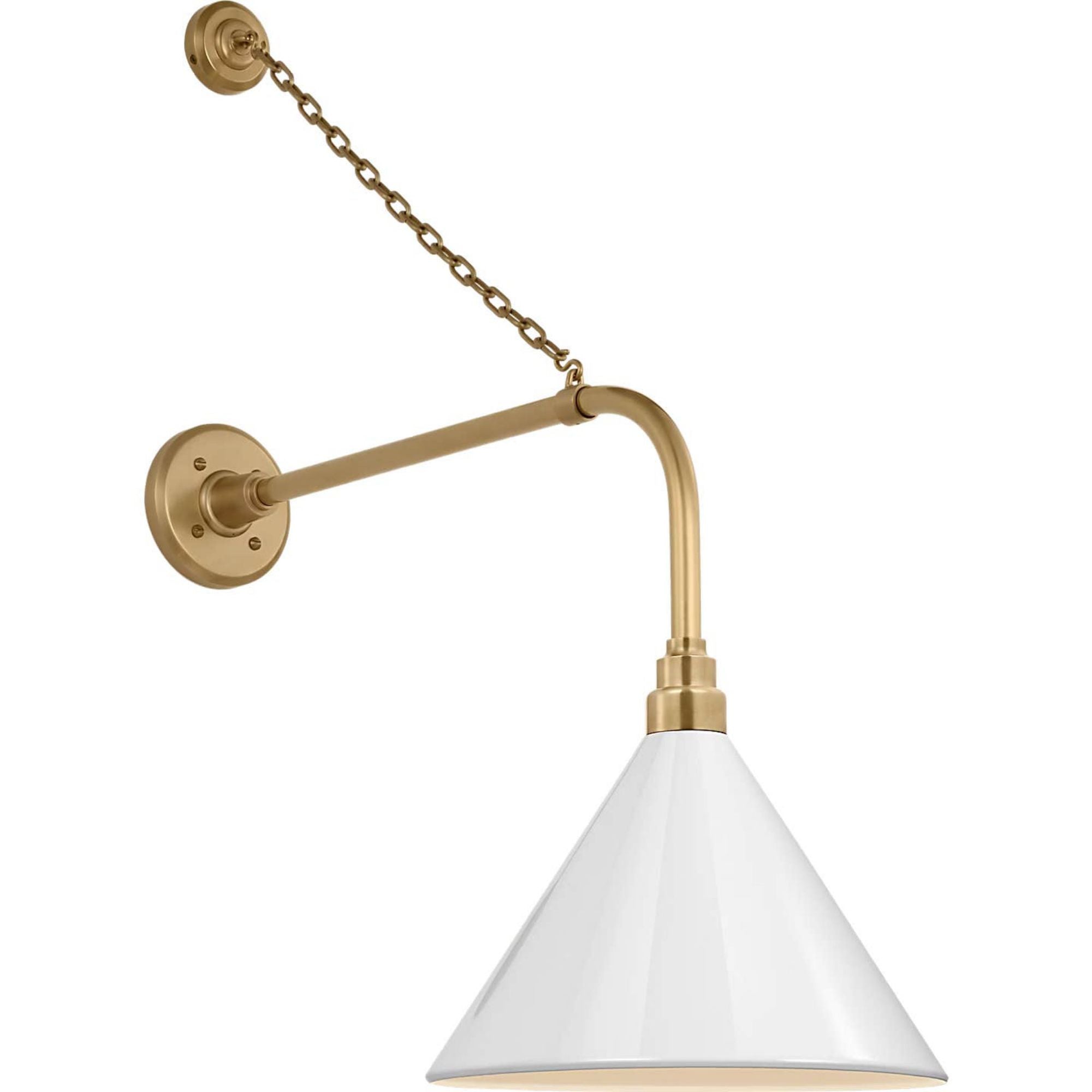Thomas O'Brien Academy 20" Anchored Rex Barn Light in Hand-Rubbed Antique Brass with 12.5" White Conical Savannah Shade W12.5" x H32.75" x E26.25"