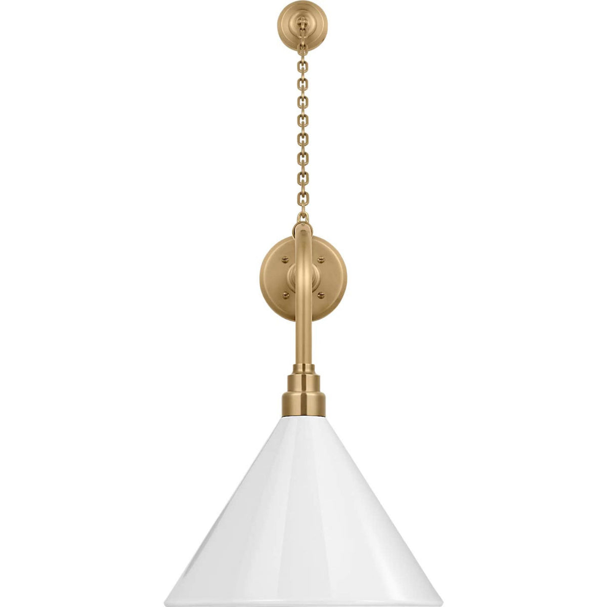 Thomas O'Brien Academy 20" Anchored Rex Barn Light in Hand-Rubbed Antique Brass with 12.5" White Conical Savannah Shade W12.5" x H32.75" x E26.25"