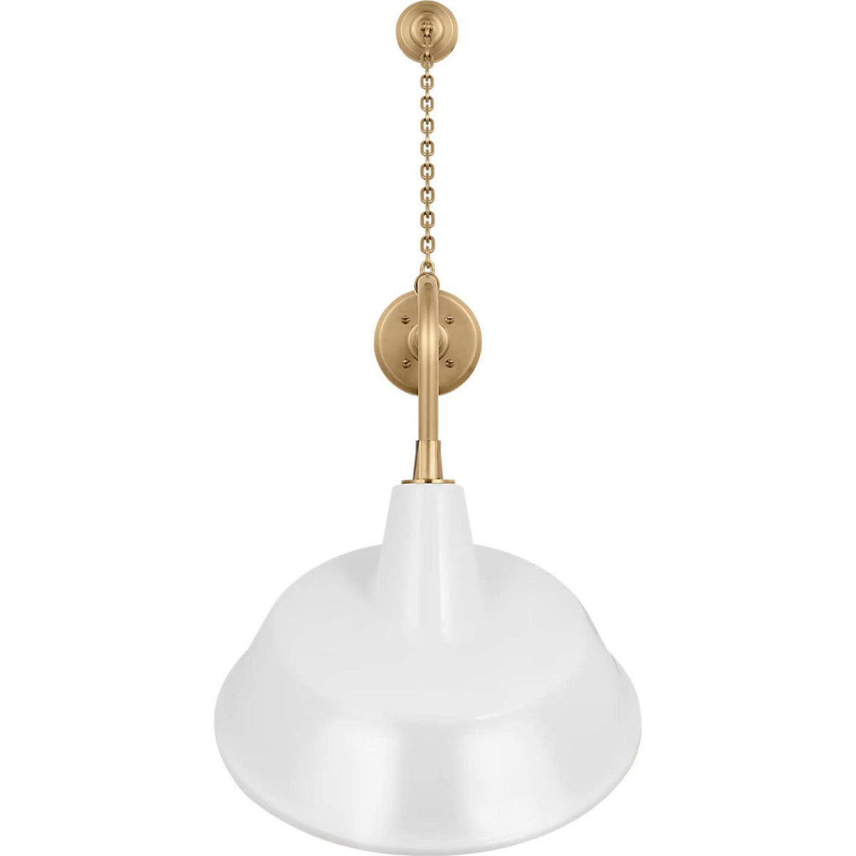 Thomas O'Brien Academy 20" Anchored Rex Barn Light in Hand-Rubbed Antique Brass with 16" White Tilted Bowers Shade W16" x H36.5" x E25"
